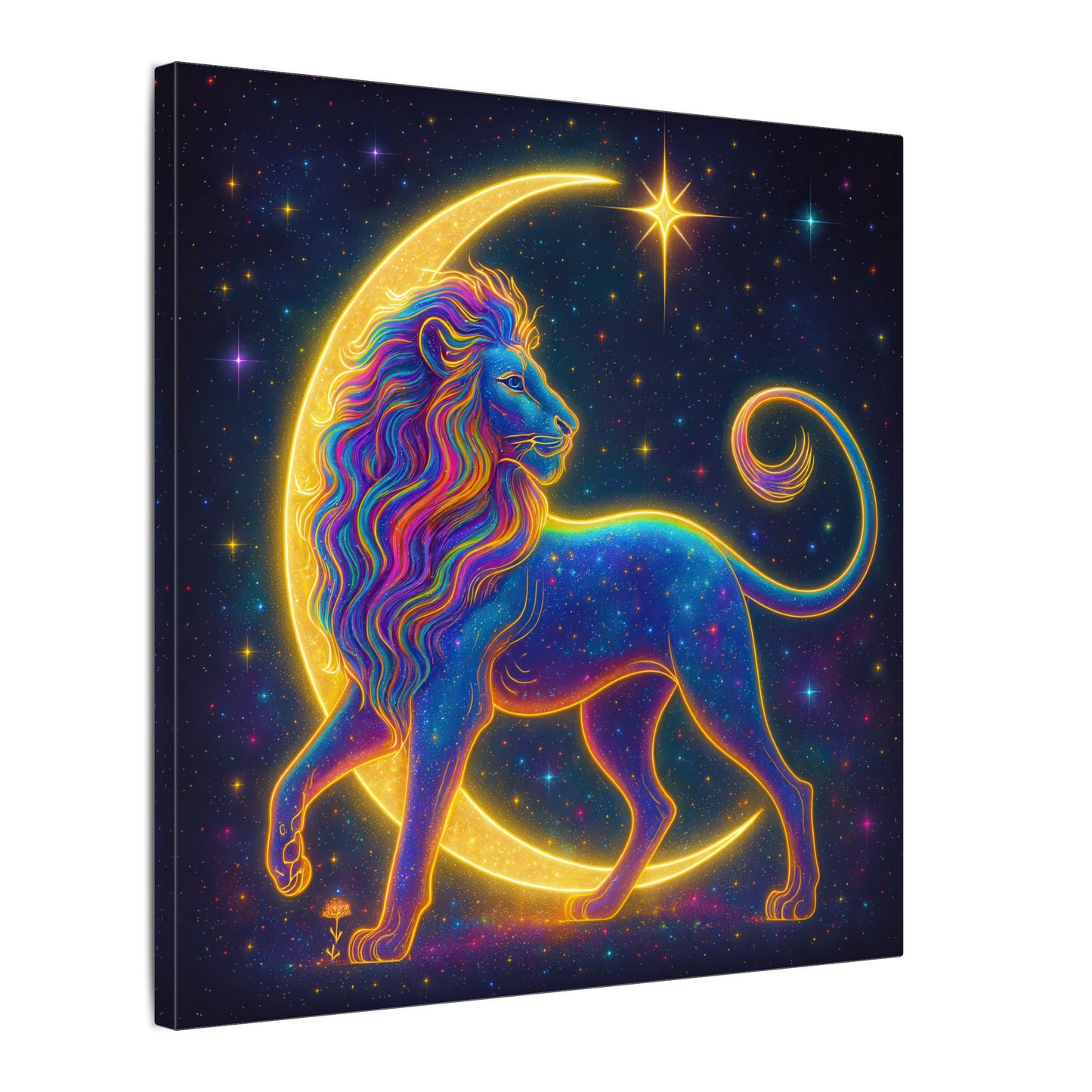 Radiant Rainbow Lion – Celestial Wall Art (Leo Inspired)