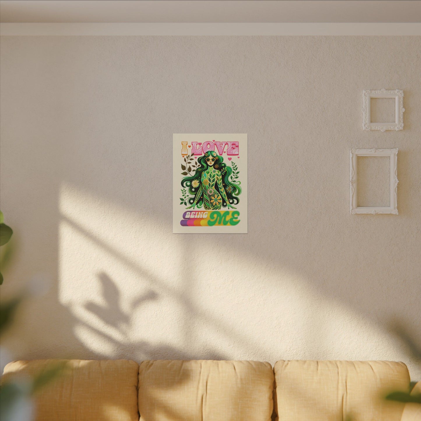 Mystical Retro Goddess Canvas Wall Art – Psychedelic Self-Love Botanical Design