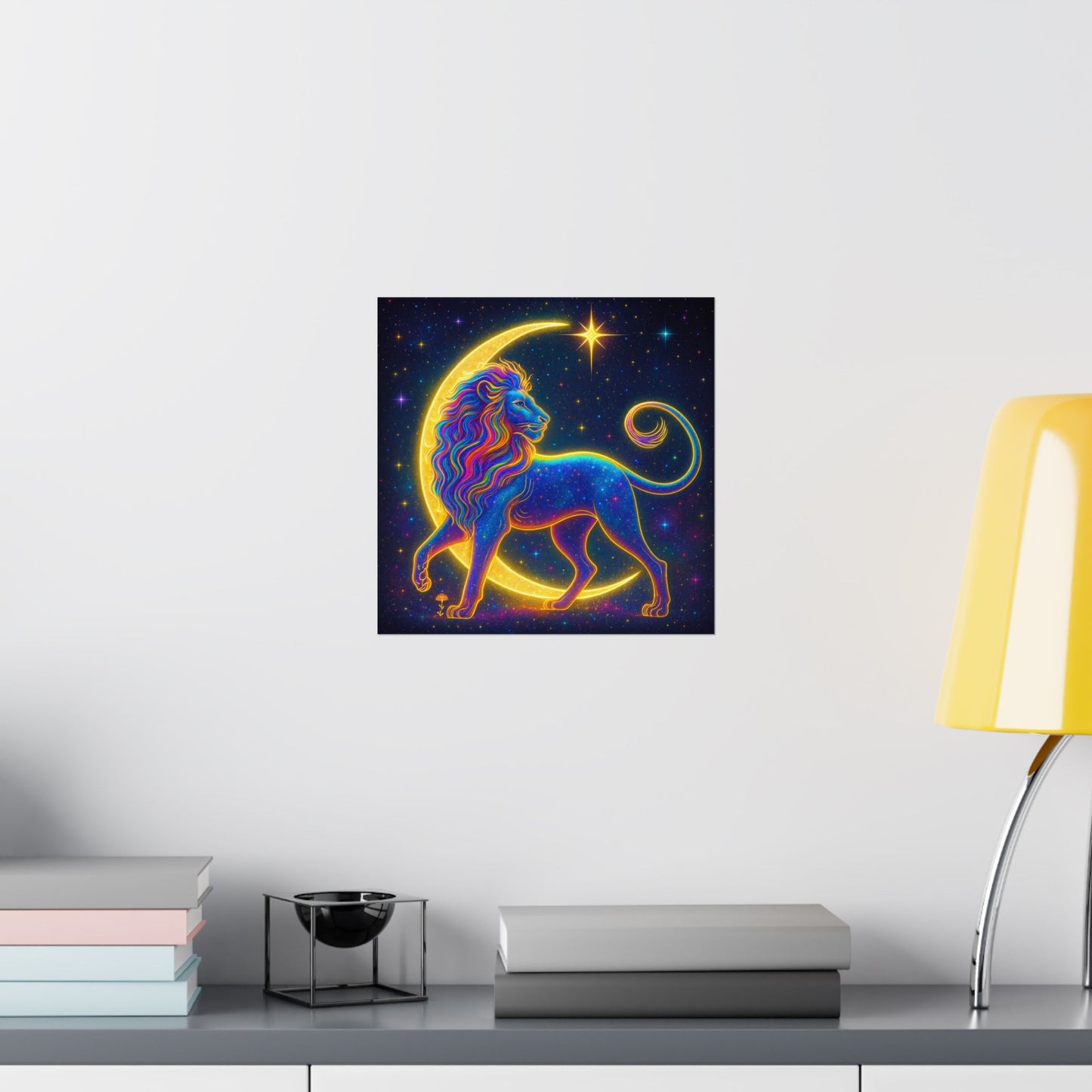 Luminous Lion – Crescent Moon Wall Art Print (Leo Zodiac Inspired)