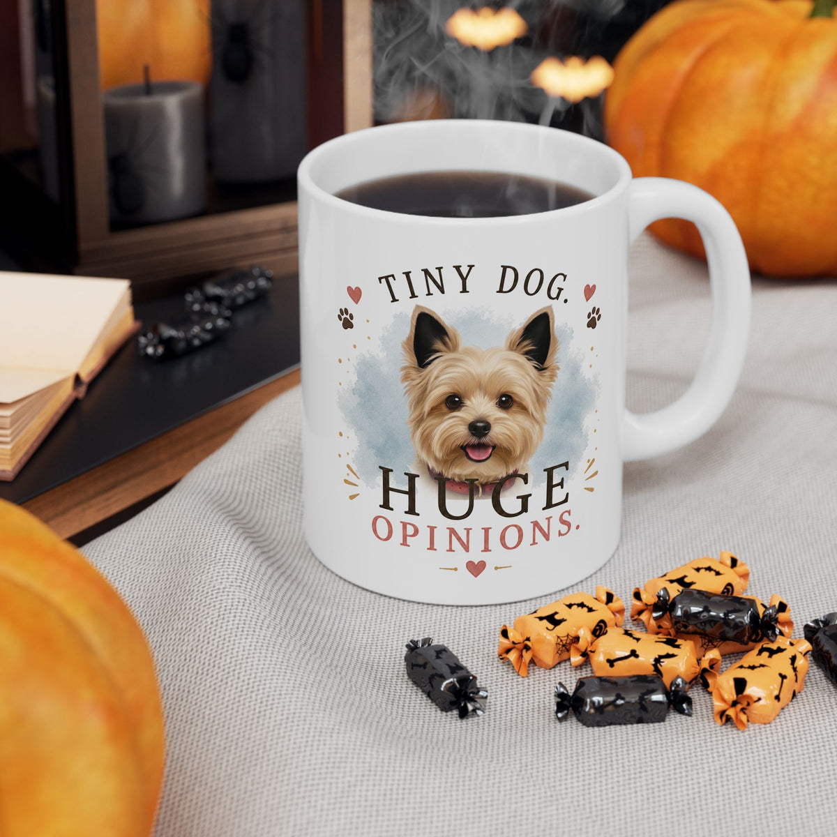 Custom Pet Mug with Photo and Name, Tiny Dog Huge Opinions, Personalized Pet Coffee Cup for Dog Lover, Gift for Dog Mom and Dad