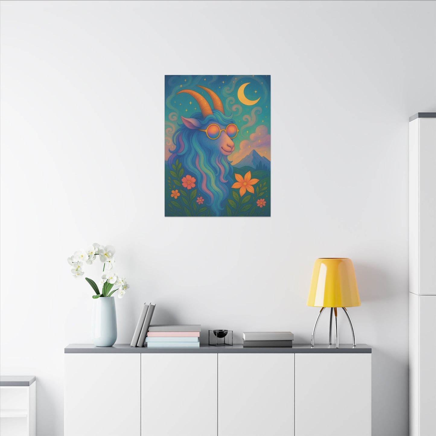 Capricorn Dreams – Radiant Retro Goat Wall Art