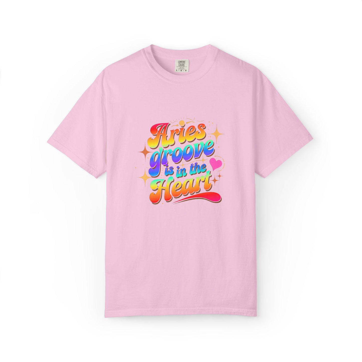 Aries Groove Is in the Heart – Rainbow Retro Zodiac Tee