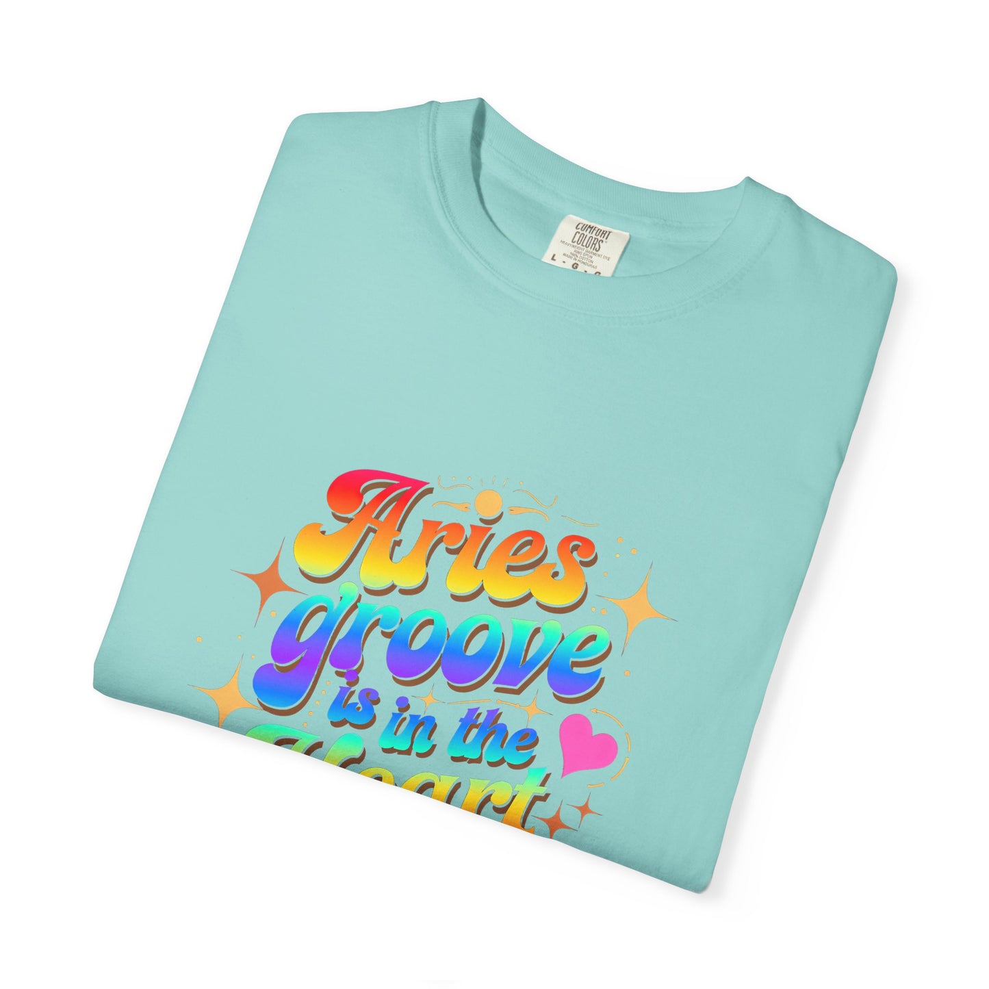 Aries Groove Is in the Heart – Rainbow Retro Zodiac Tee