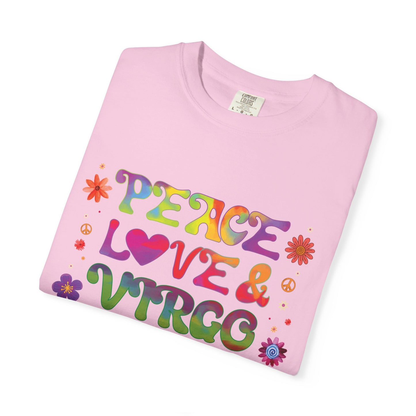 Peace Love & Virgo – Retro Hippie Zodiac Tee