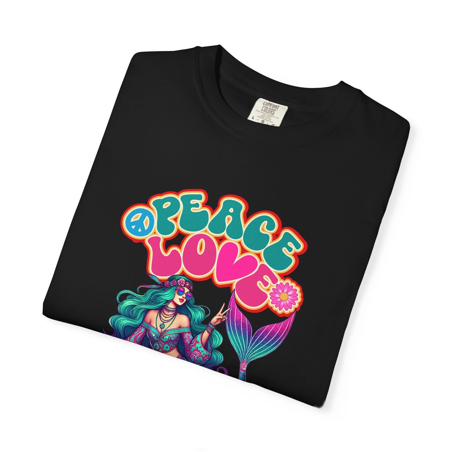 Peace Love & Pisces – Groovy Mermaid Retro Zodiac Tee