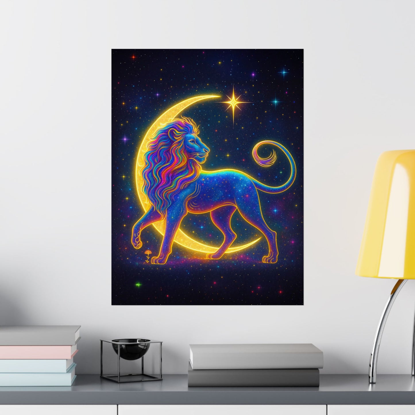 Luminous Lion – Crescent Moon Wall Art Print (Leo Zodiac Inspired)