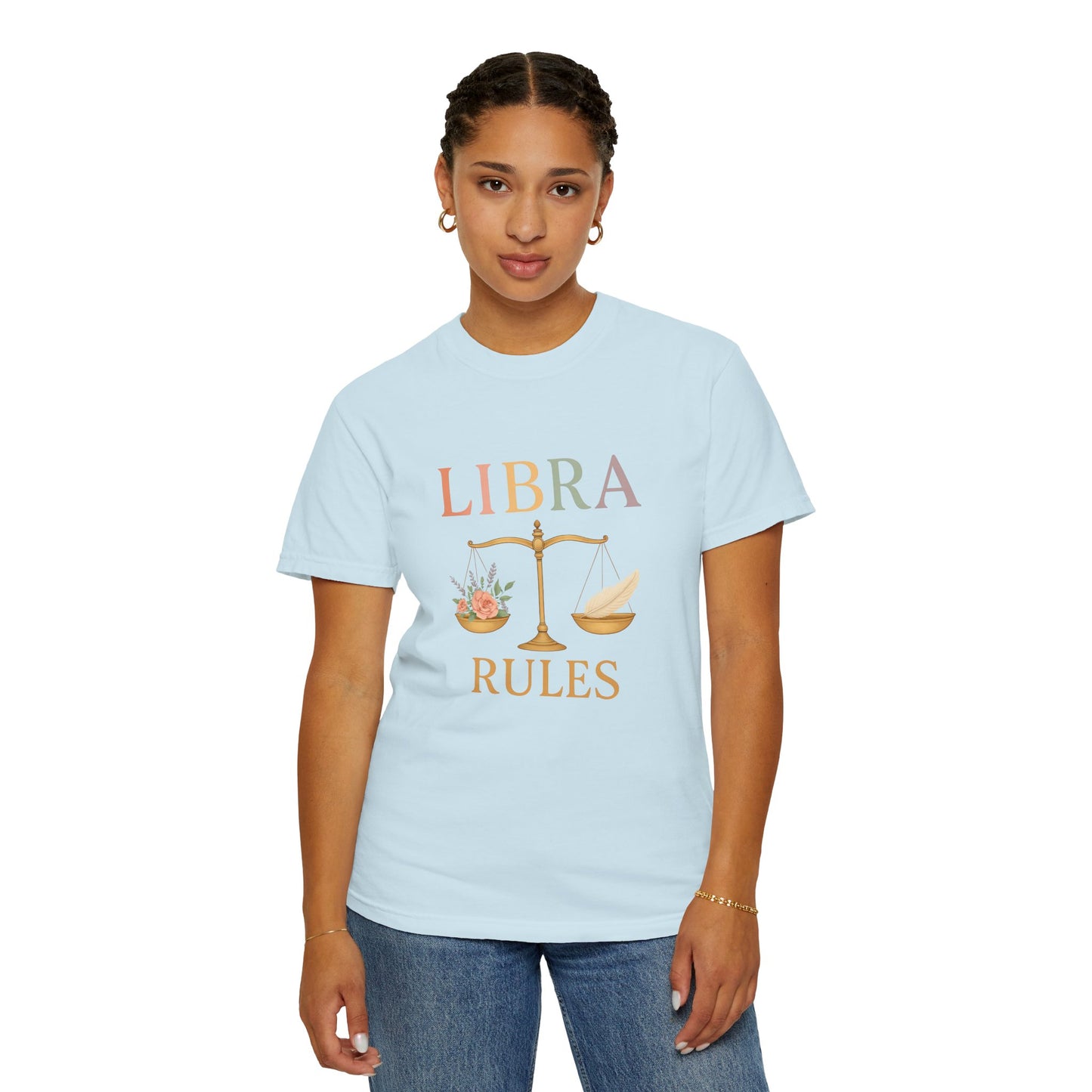 Libra Rules – Elegant Floral Zodiac Balance Tee