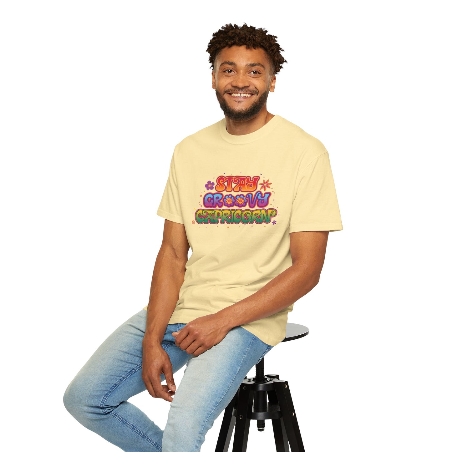 Stay Groovy Capricorn β Retro Flower Power Zodiac Tee