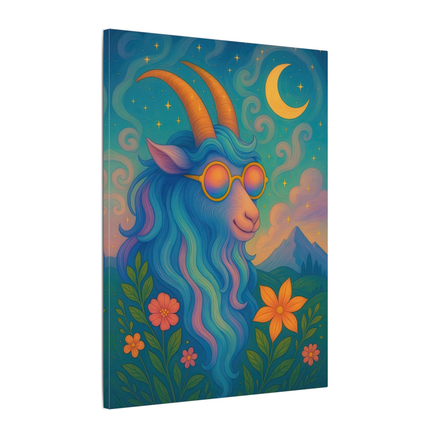 Capricorn Dreams – Radiant Retro Goat Wall Art
