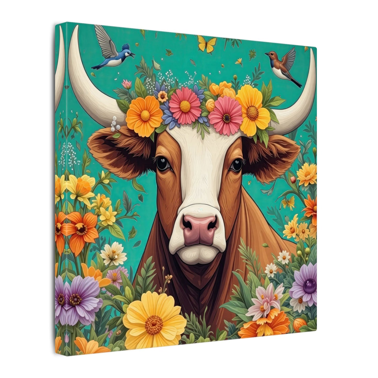 Bull in Bloom – Colorful Floral Taurus Wall Art