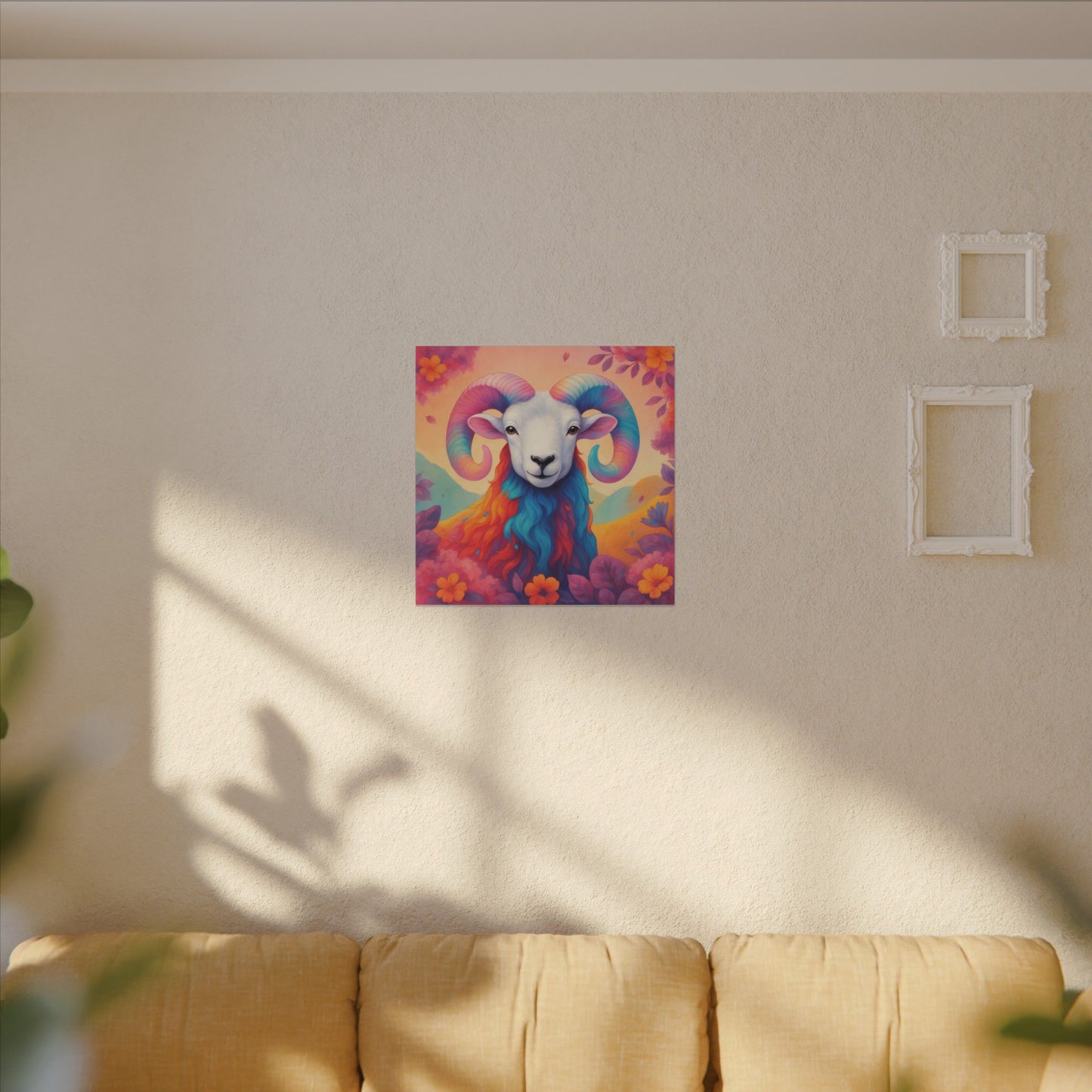 Rainbow Ram - Radiant Blossoms (Aries inspired) Wall Art