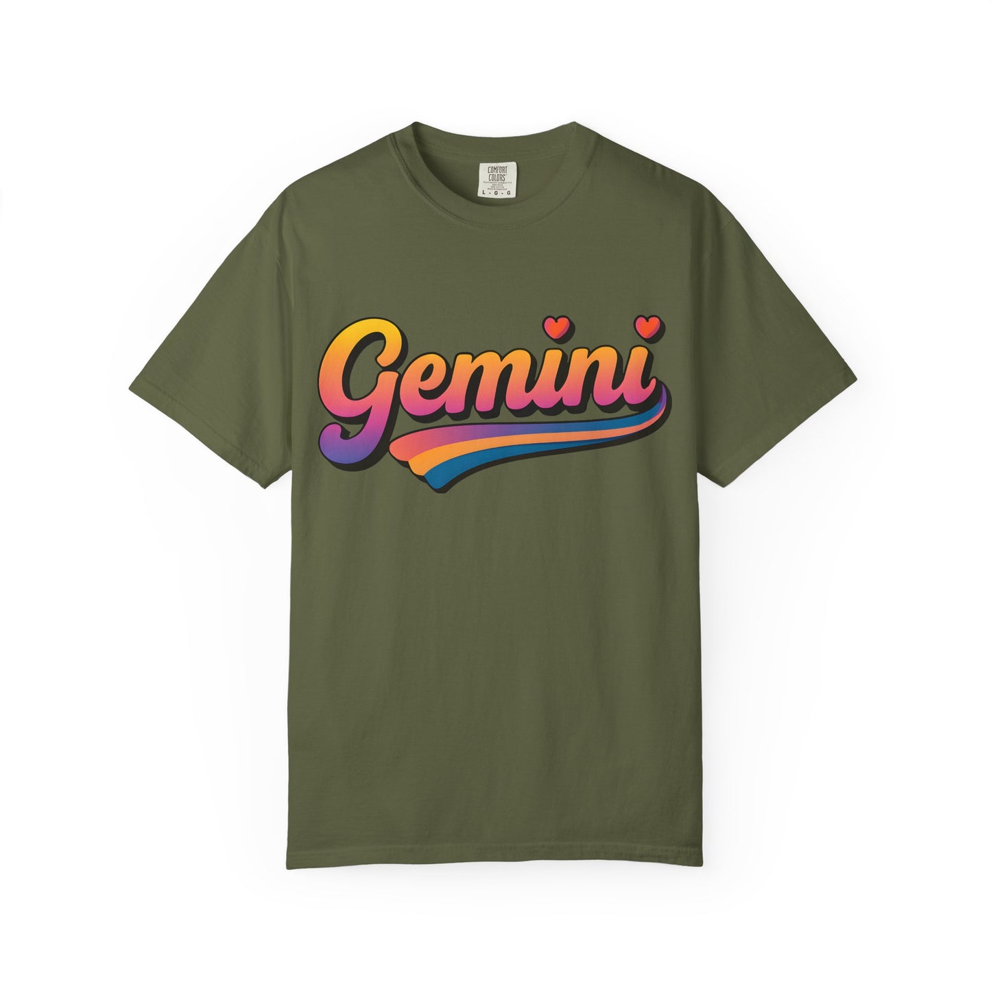 Gemini Retro Rainbow Heart Astrology Tee