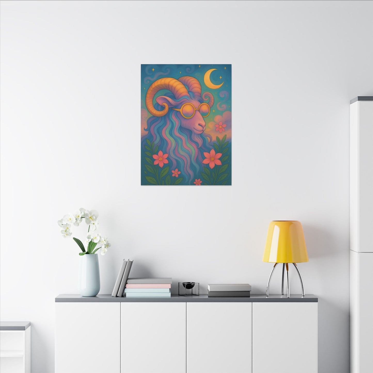 Aries Dream - Radiant Retro Ram Wall Art