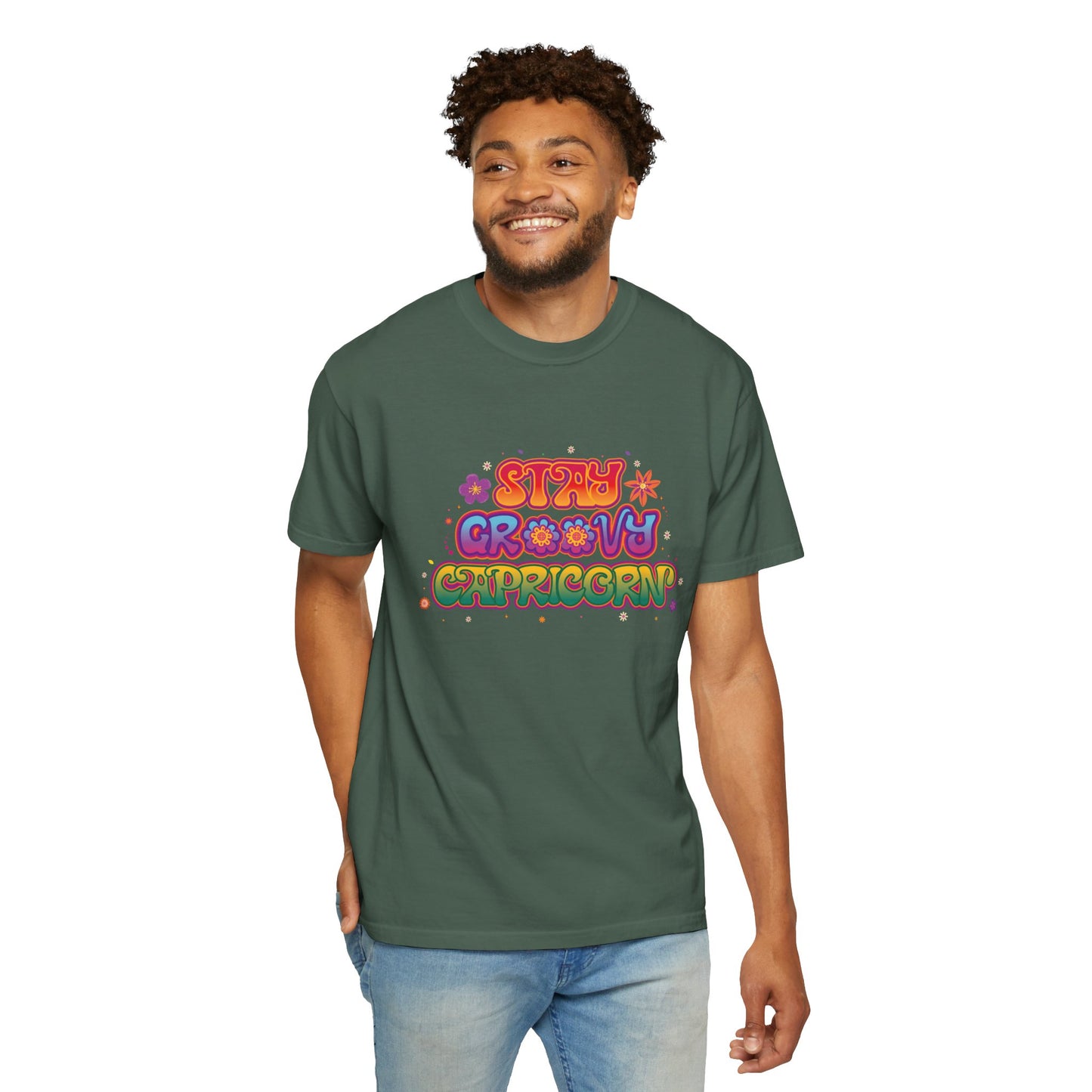 Stay Groovy Capricorn β Retro Flower Power Zodiac Tee
