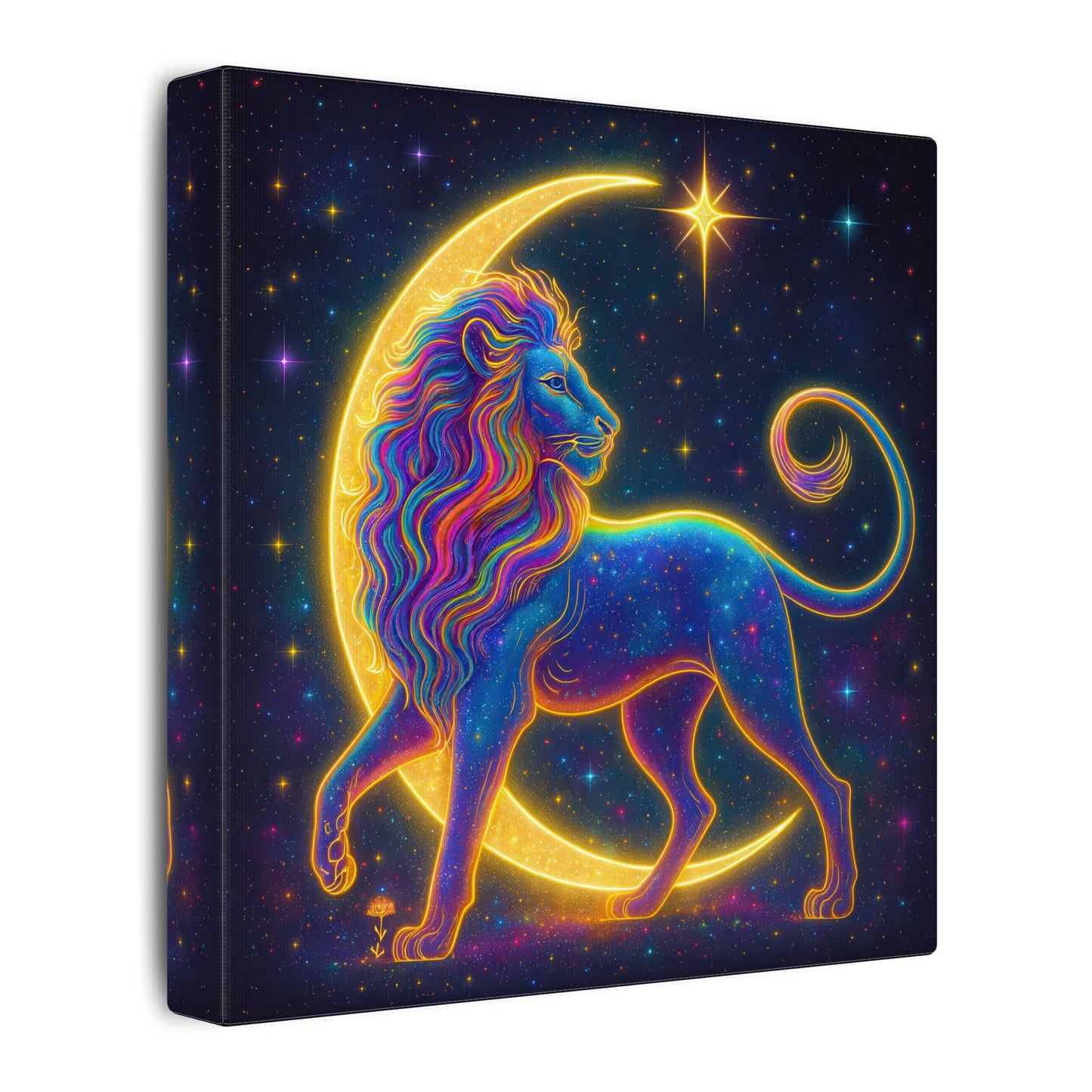 Radiant Rainbow Lion – Celestial Wall Art (Leo Inspired)