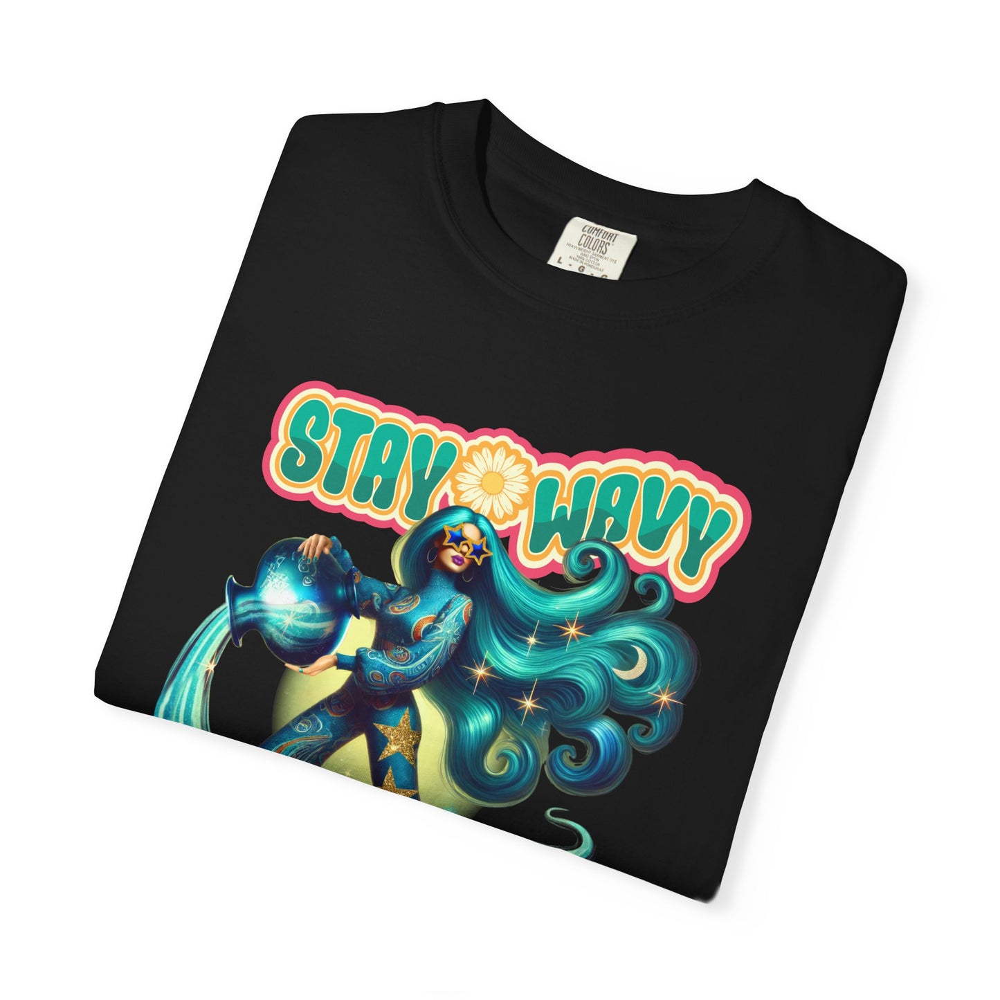 Stay Wavy Aquarius – Retro Water Bearer Zodiac Tee