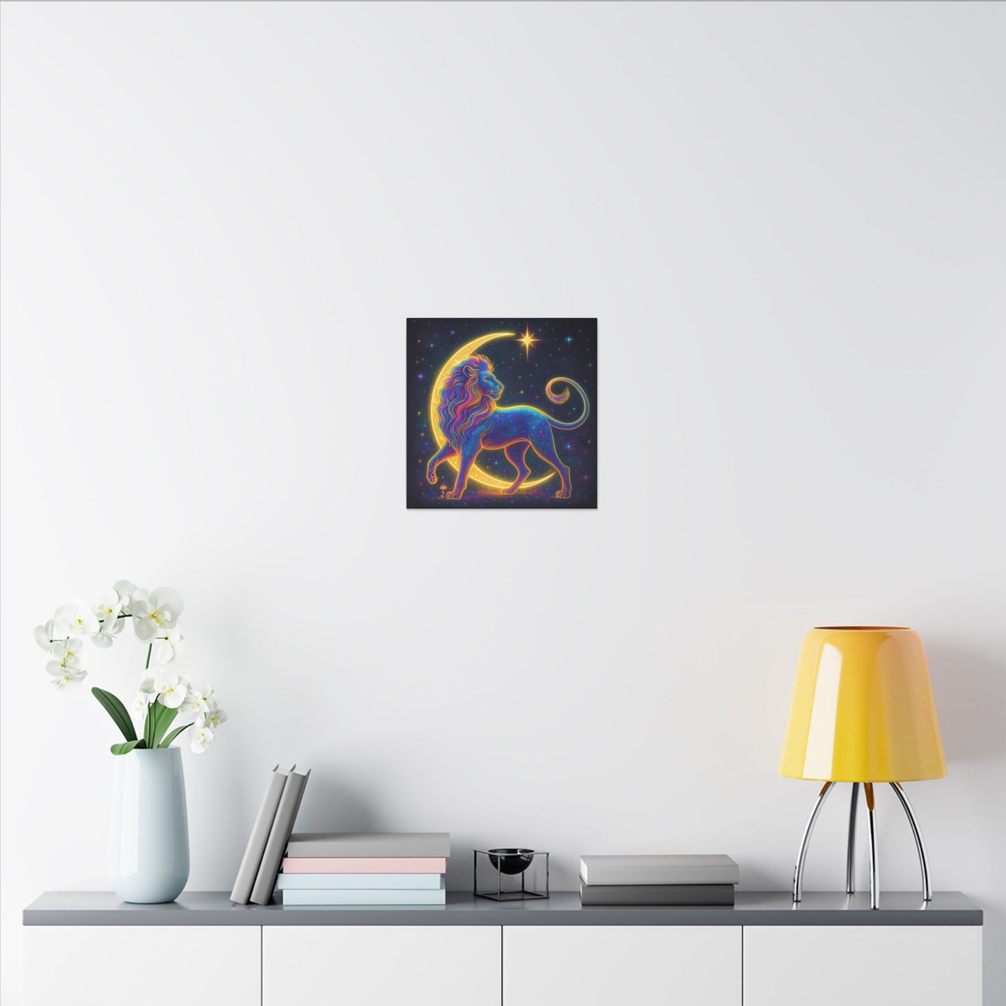 Radiant Rainbow Lion – Celestial Wall Art (Leo Inspired)