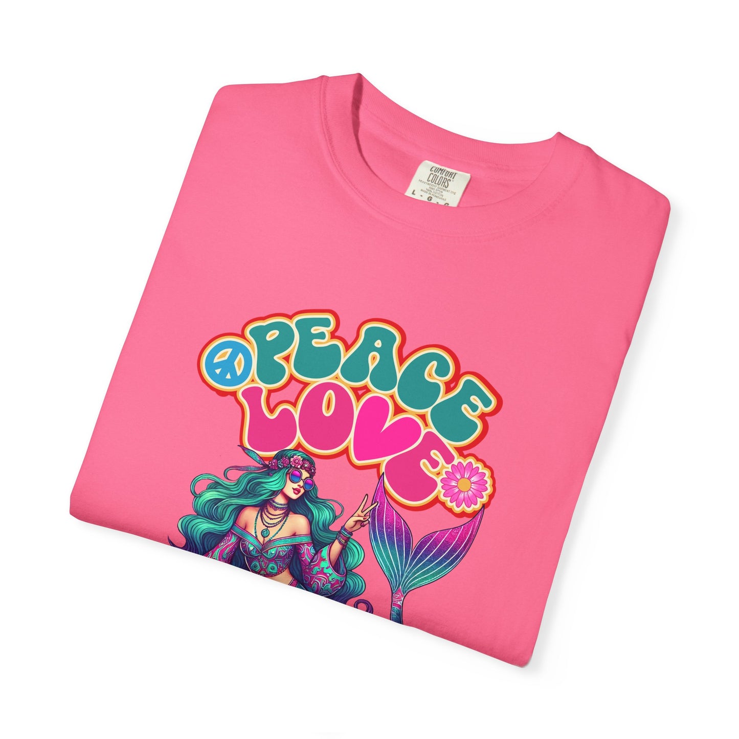 Peace Love & Pisces – Groovy Mermaid Retro Zodiac Tee