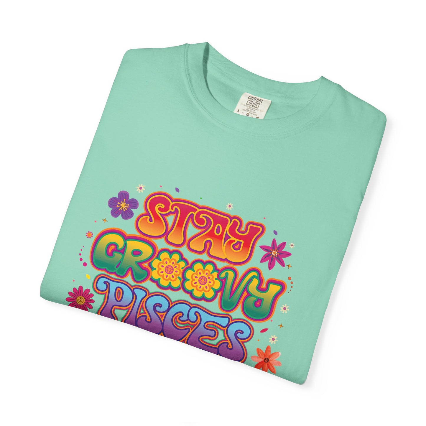 Stay Groovy Pisces - Retro Flower Power Zodiac Tee