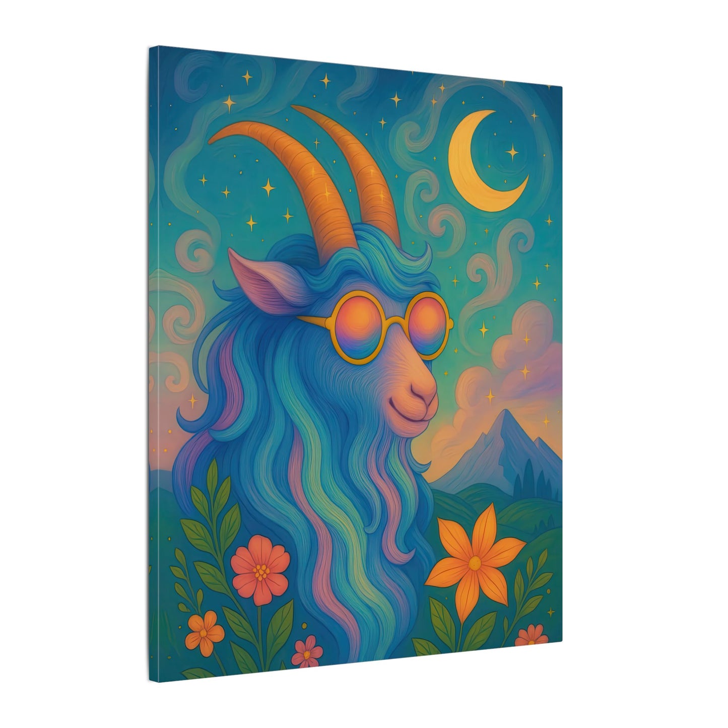 Capricorn Dreams – Radiant Retro Goat Wall Art