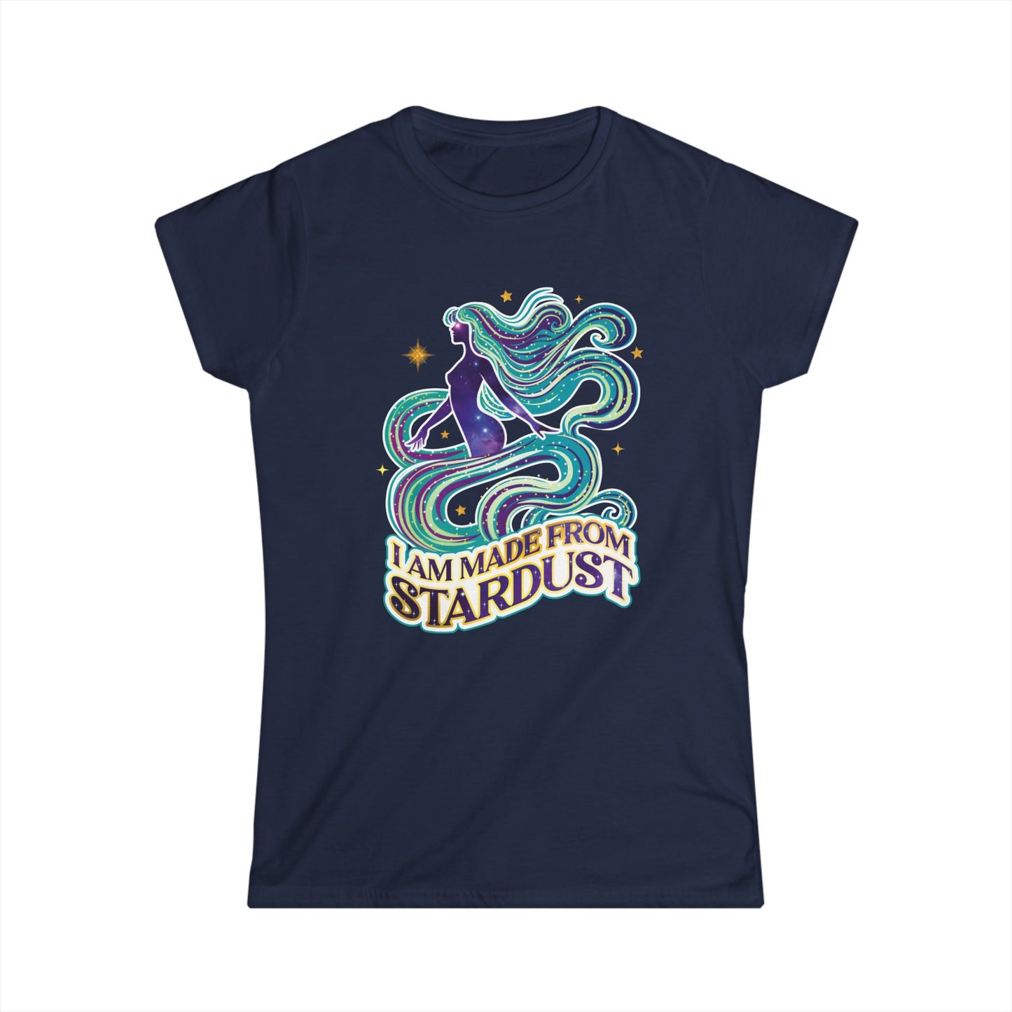I Am Made From Stardust Black T-Shirt | Celestial Goddess Graphic Tee | Cosmic Affirmation Shirt | Women’s Fit Option