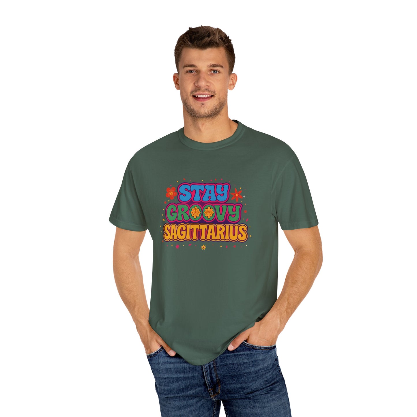 Stay Groovy Sagittarius – Retro Flower Power Zodiac Shirt