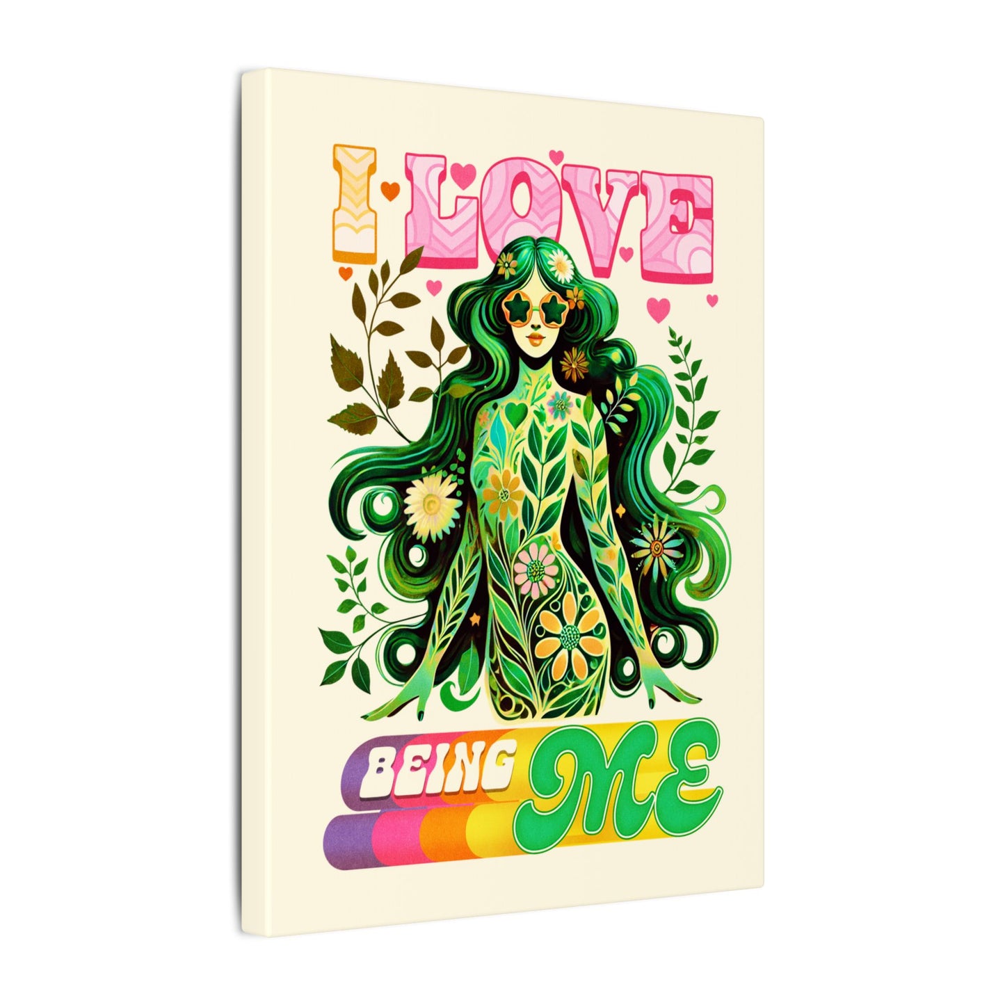Mystical Retro Goddess Canvas Wall Art – Psychedelic Self-Love Botanical Design