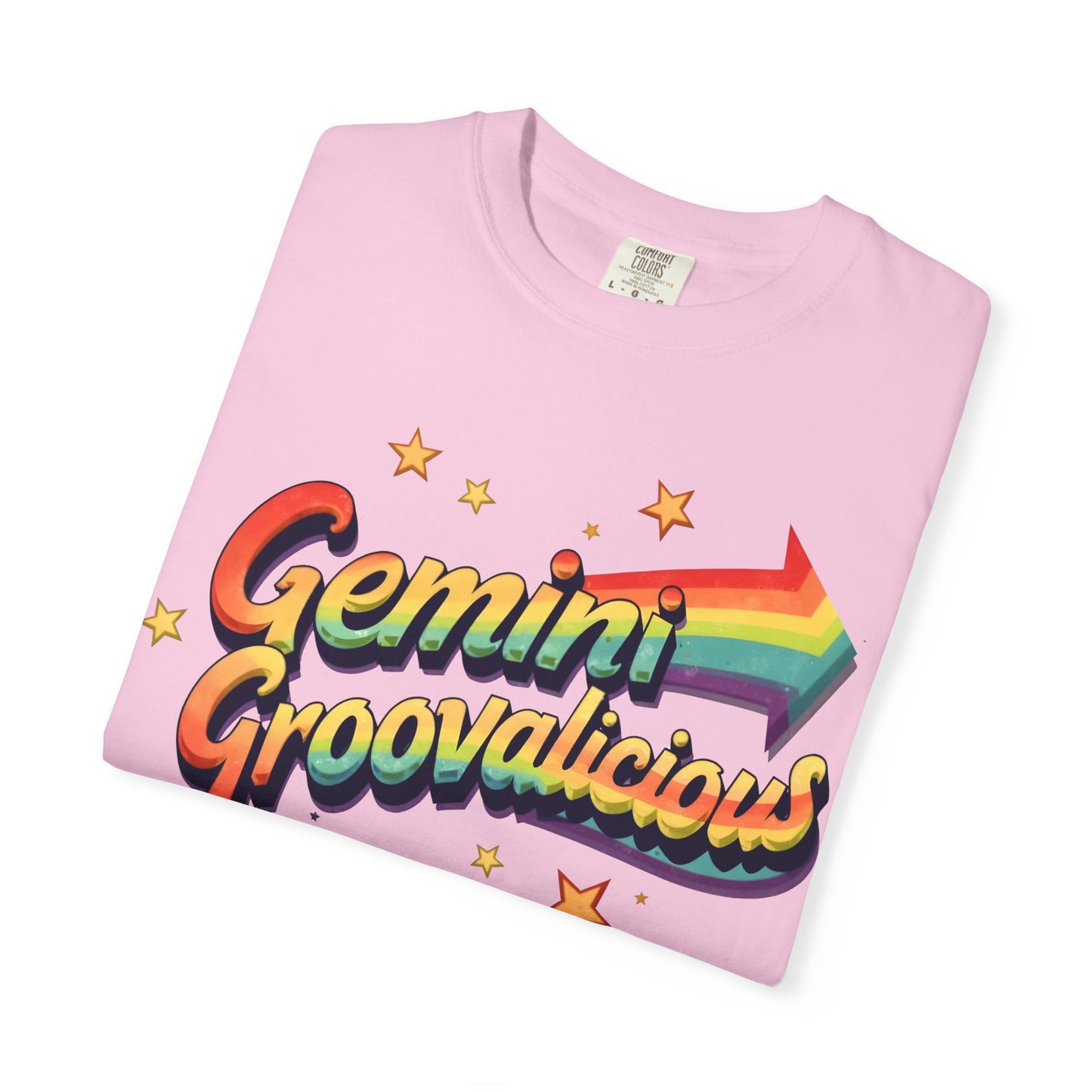 Gemini Groovalicious - Retro Rainbow Arrow Zodiac Tee