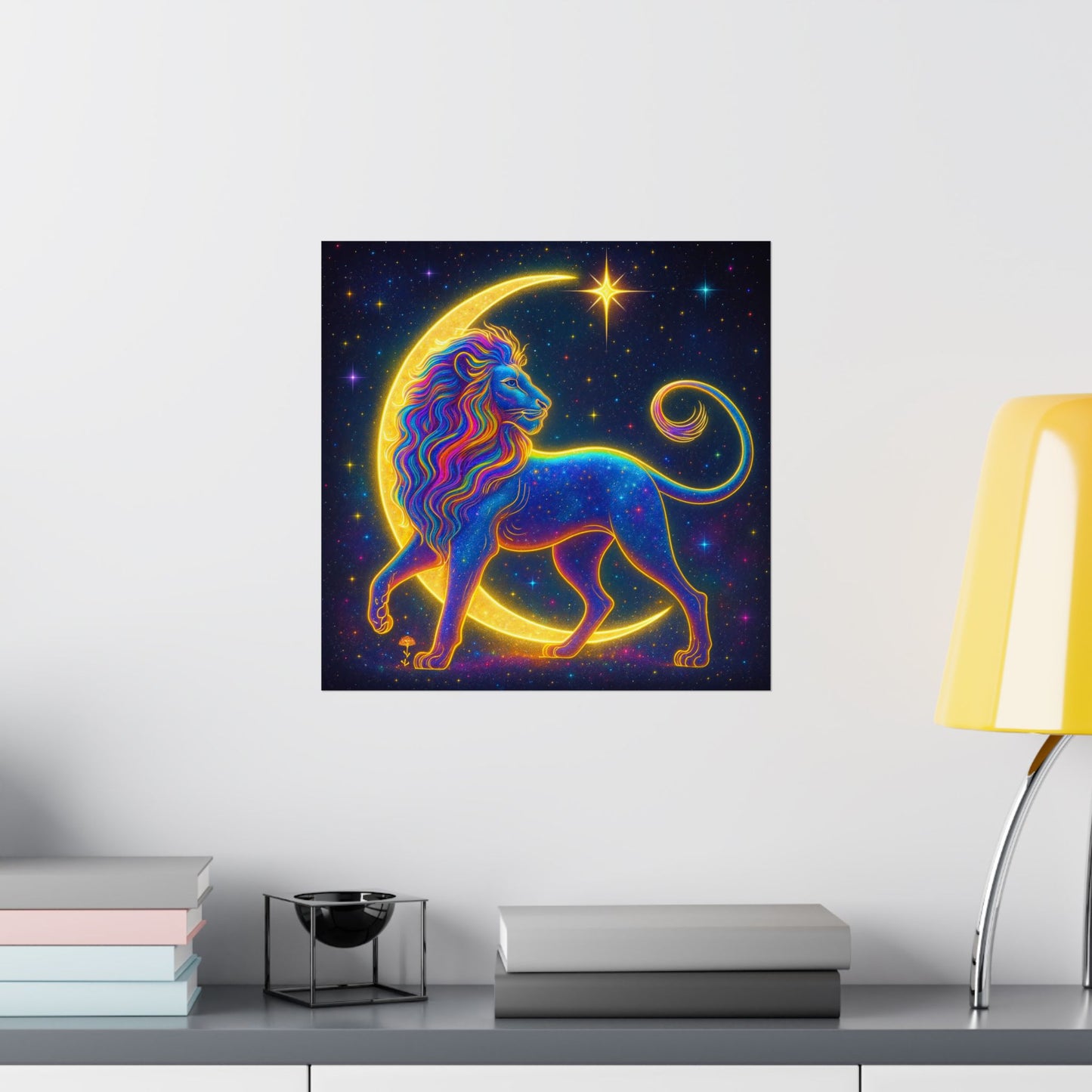 Luminous Lion – Crescent Moon Wall Art Print (Leo Zodiac Inspired)