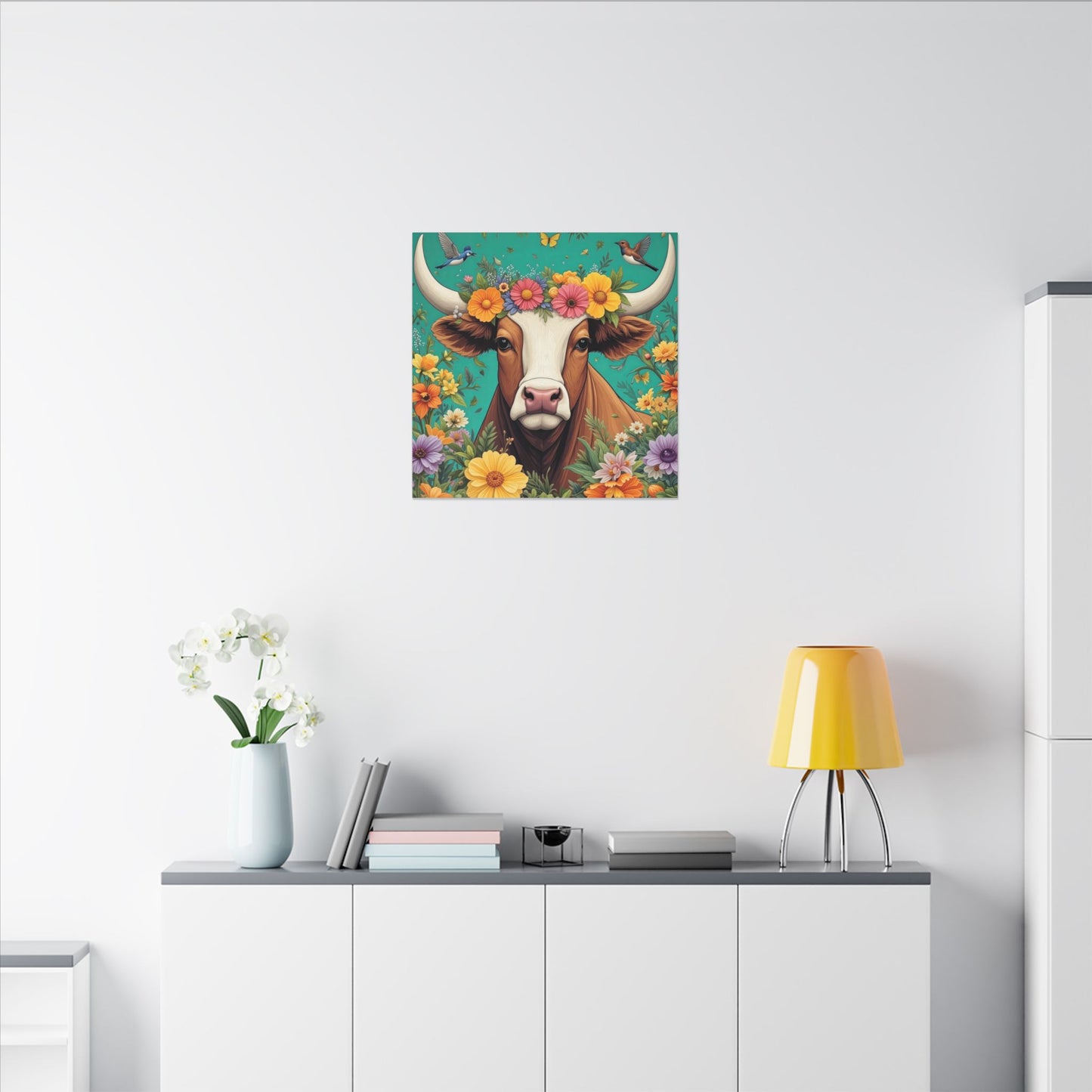 Bull in Bloom – Colorful Floral Taurus Wall Art