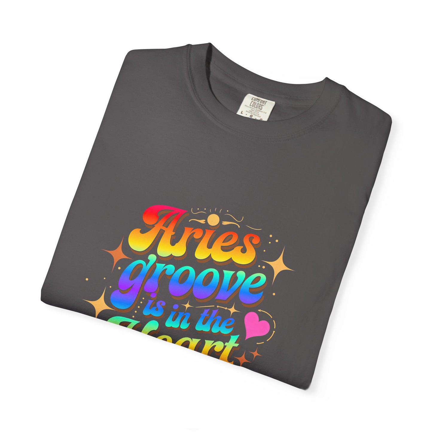 Aries Groove Is in the Heart – Rainbow Retro Zodiac Tee