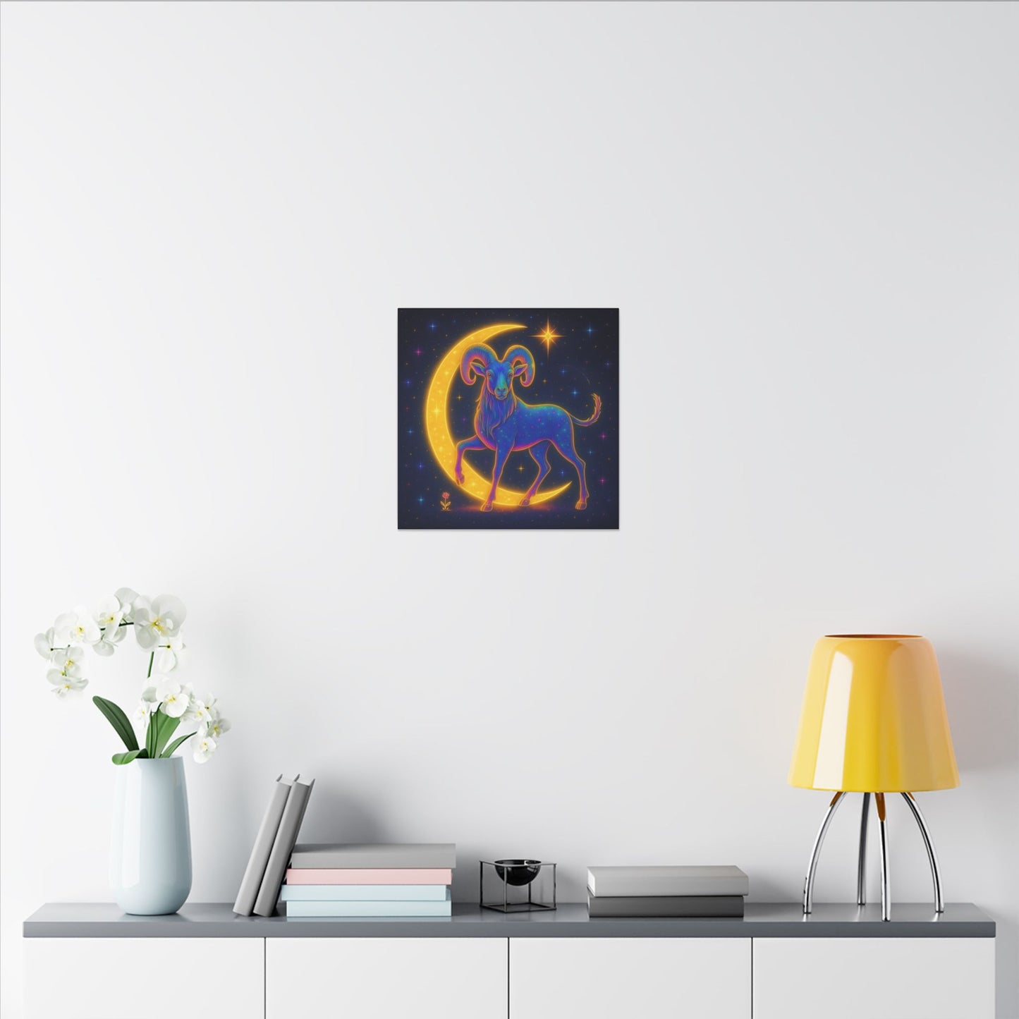Electric Aries – Radiant Ram of the Moon (Wall Art)
