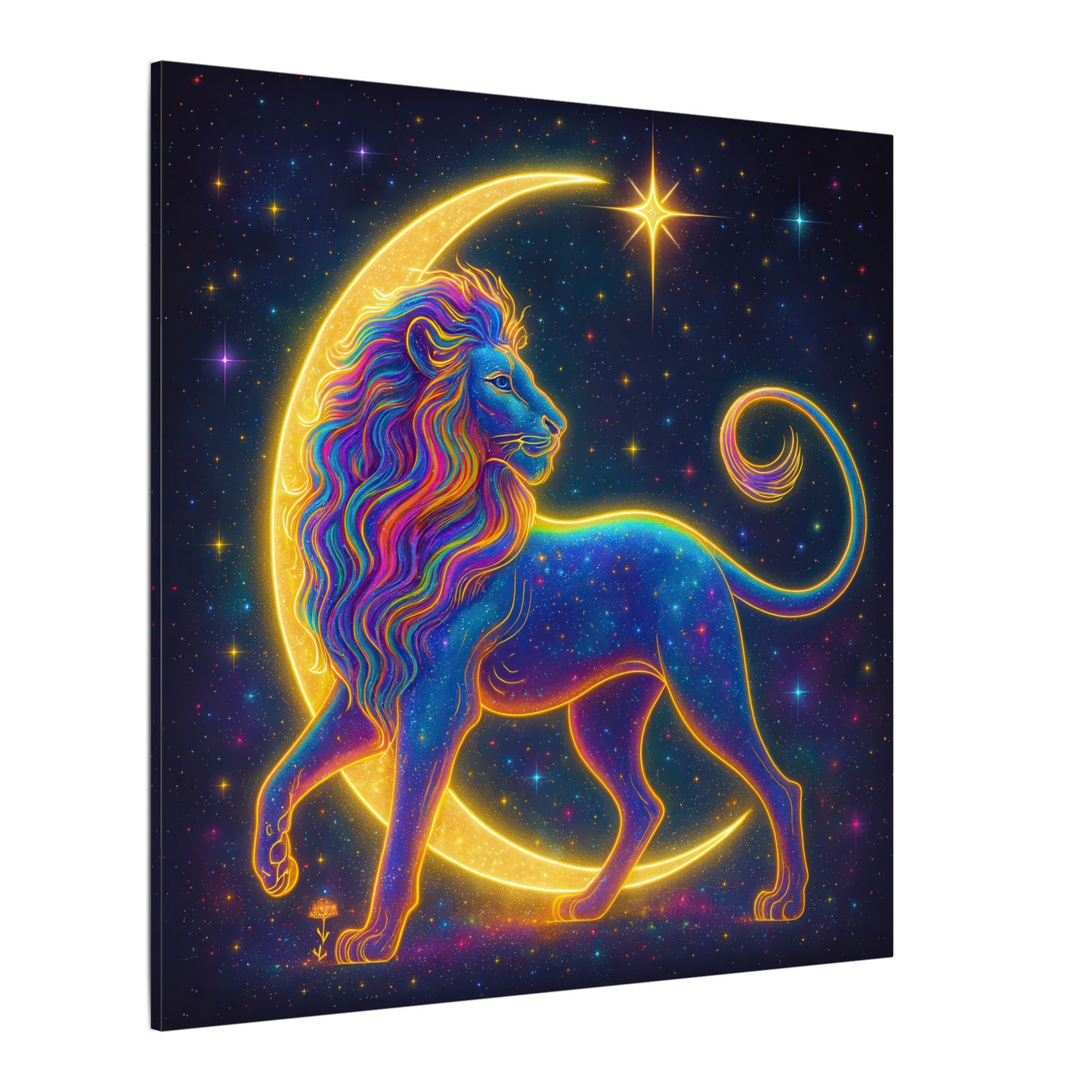 Radiant Rainbow Lion – Celestial Wall Art (Leo Inspired)