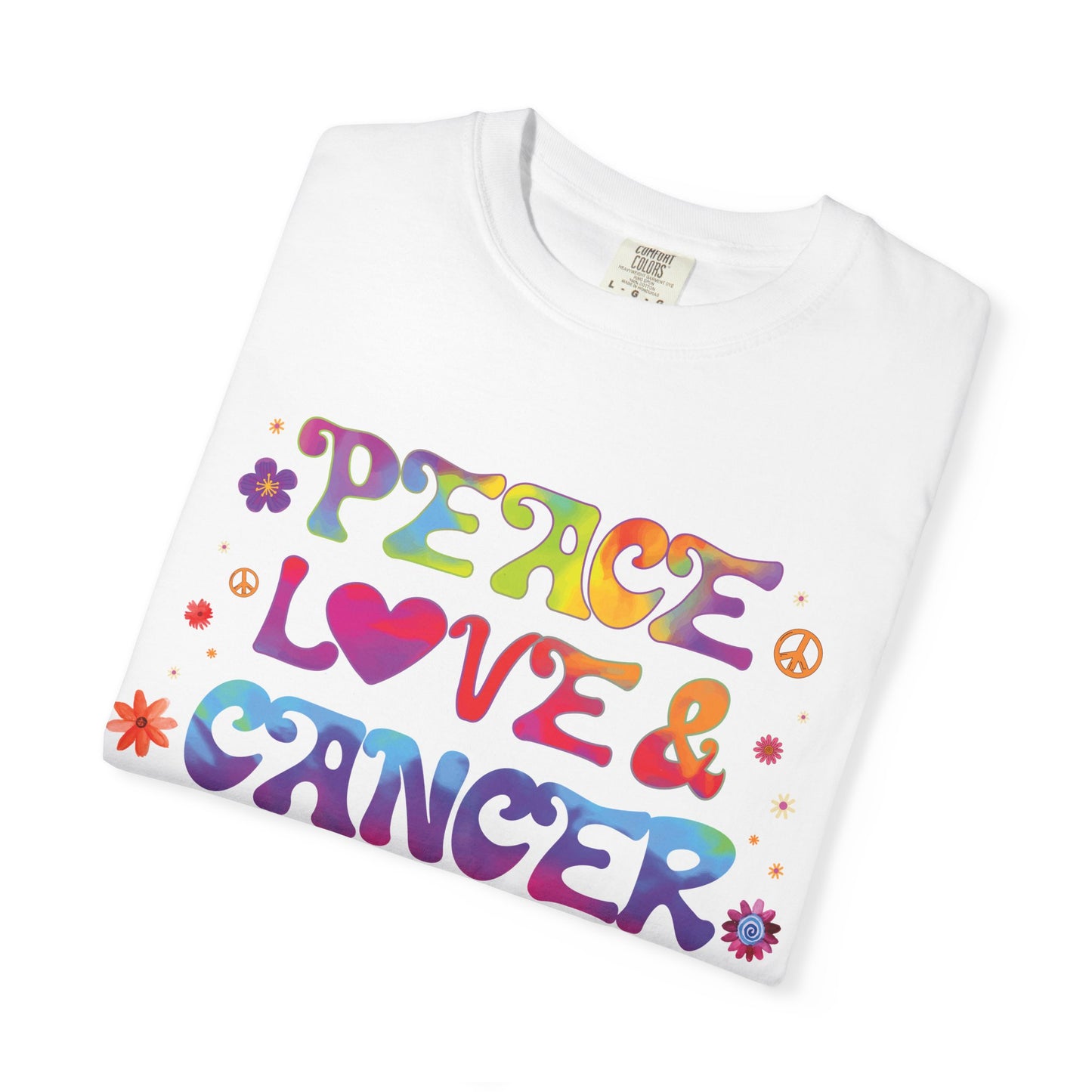 Peace Love & Cancer – Groovy Zodiac Retro Tee