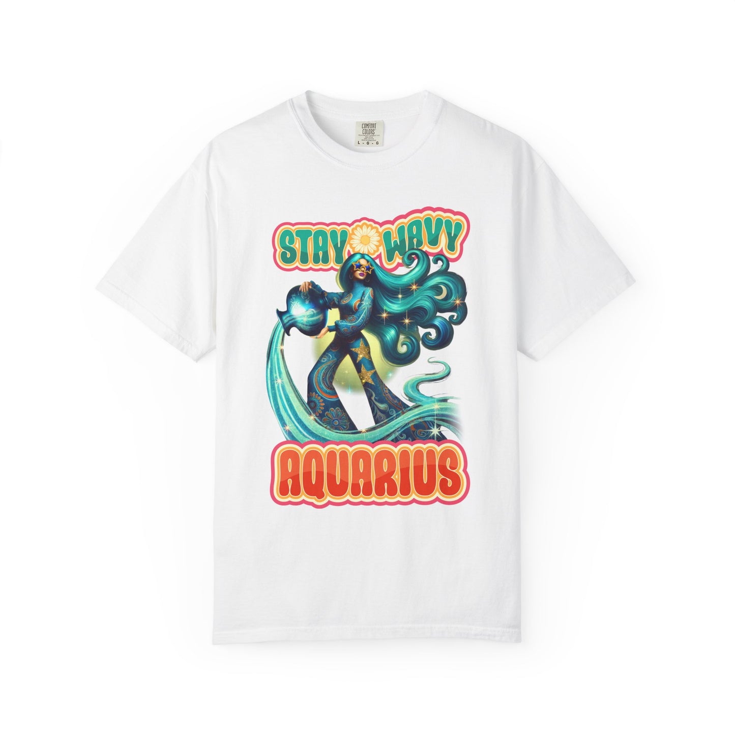 Stay Wavy Aquarius – Retro Water Bearer Zodiac Tee