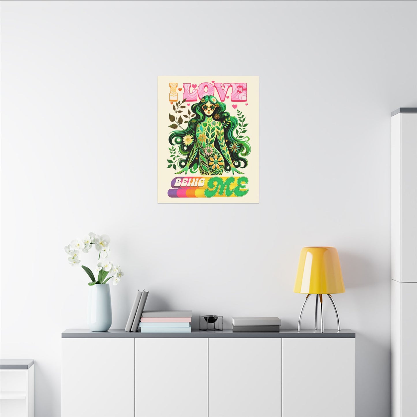Mystical Retro Goddess Canvas Wall Art – Psychedelic Self-Love Botanical Design