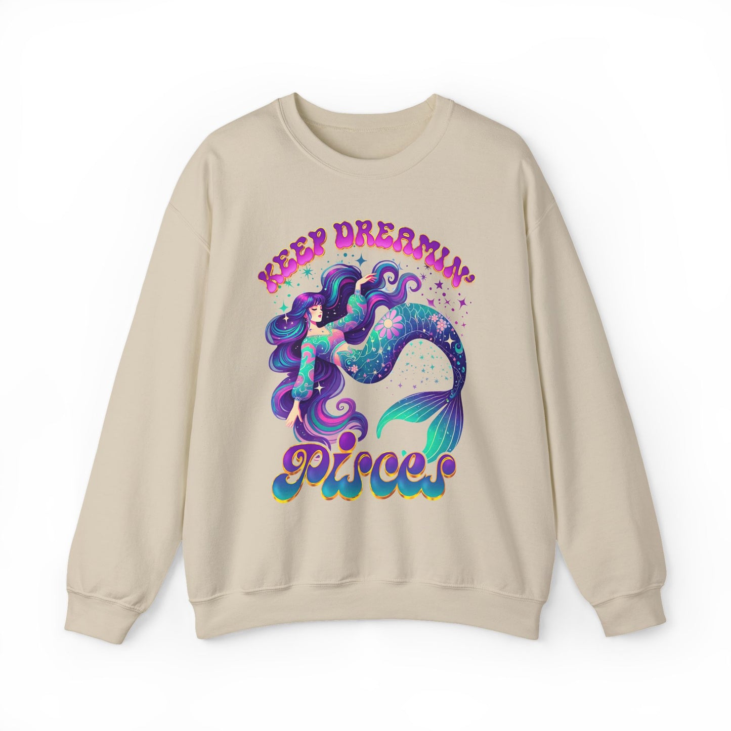 Keep Dreamin’ Pisces Sweatshirt | Celestial Mermaid Zodiac Crewneck | Cozy Astrology Gift for Dreamers | Water Sign Horoscope Apparel | Soft Star Sign Pullover
