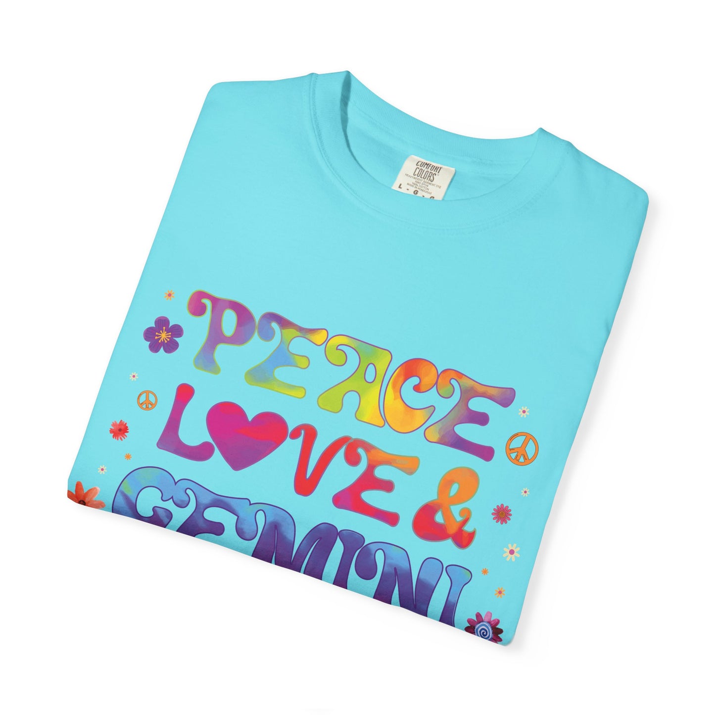 Peace Love & Gemini – Retro Groovy Zodiac Tee