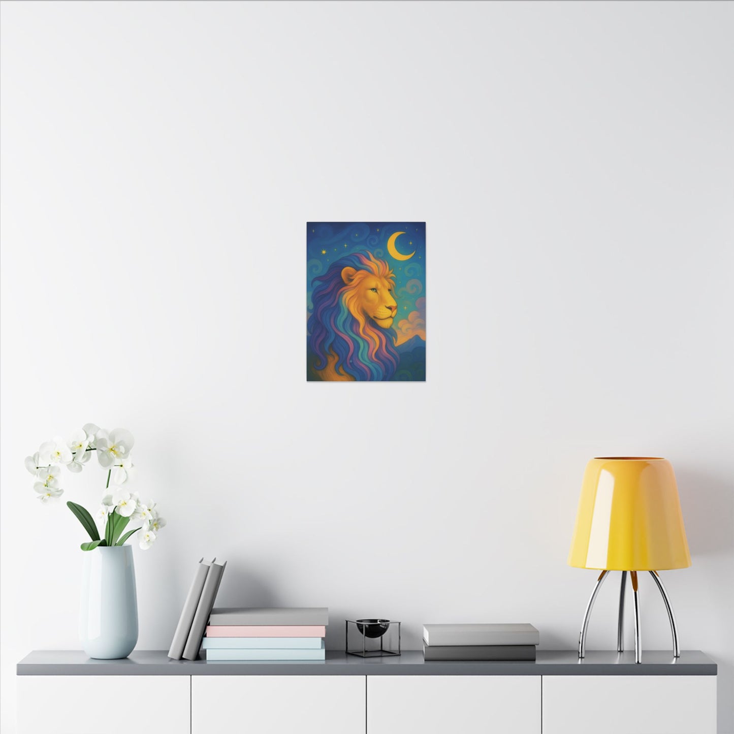 Moonlit Majesty – Luminous Lion Wall Art (Leo Inspired)