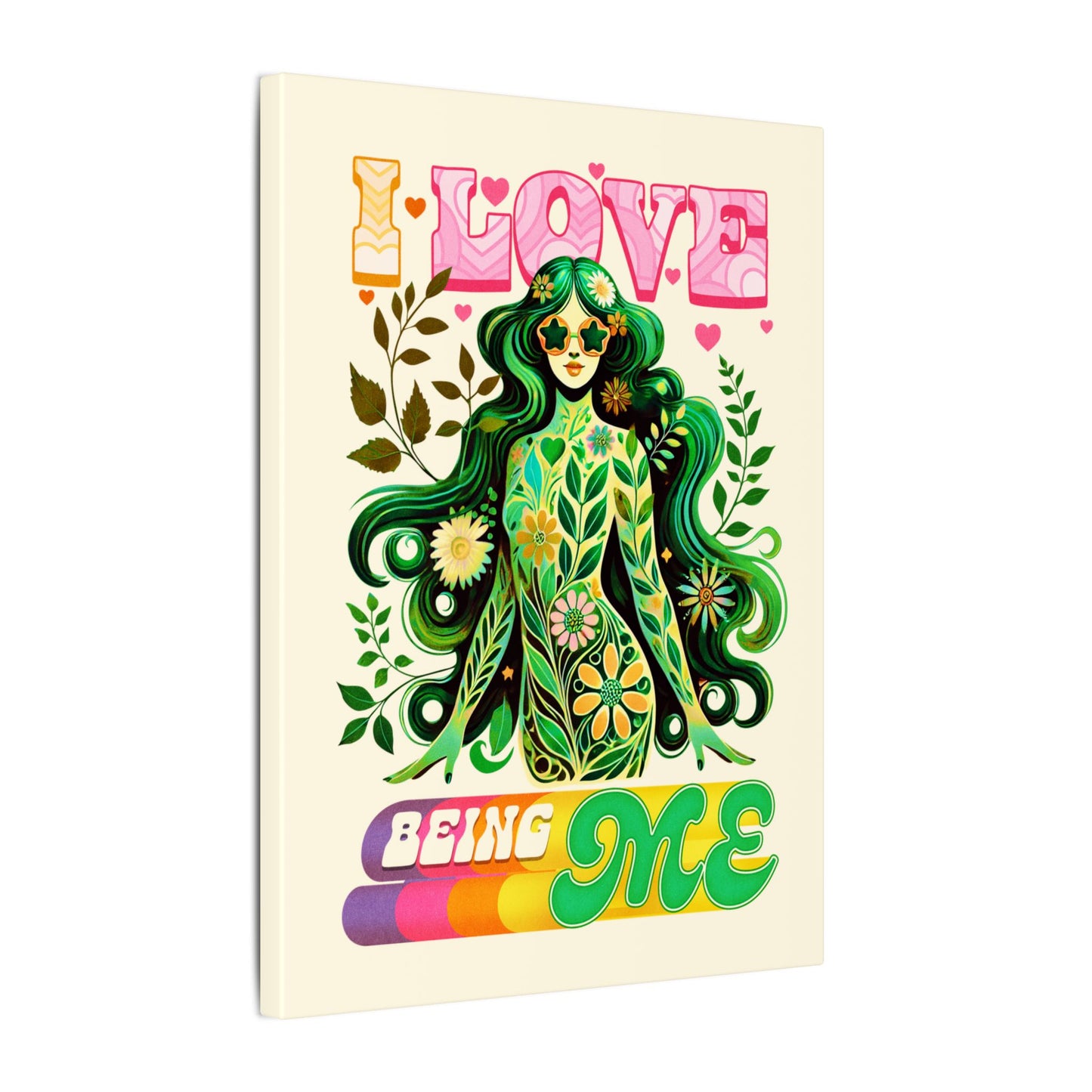 Mystical Retro Goddess Canvas Wall Art – Psychedelic Self-Love Botanical Design