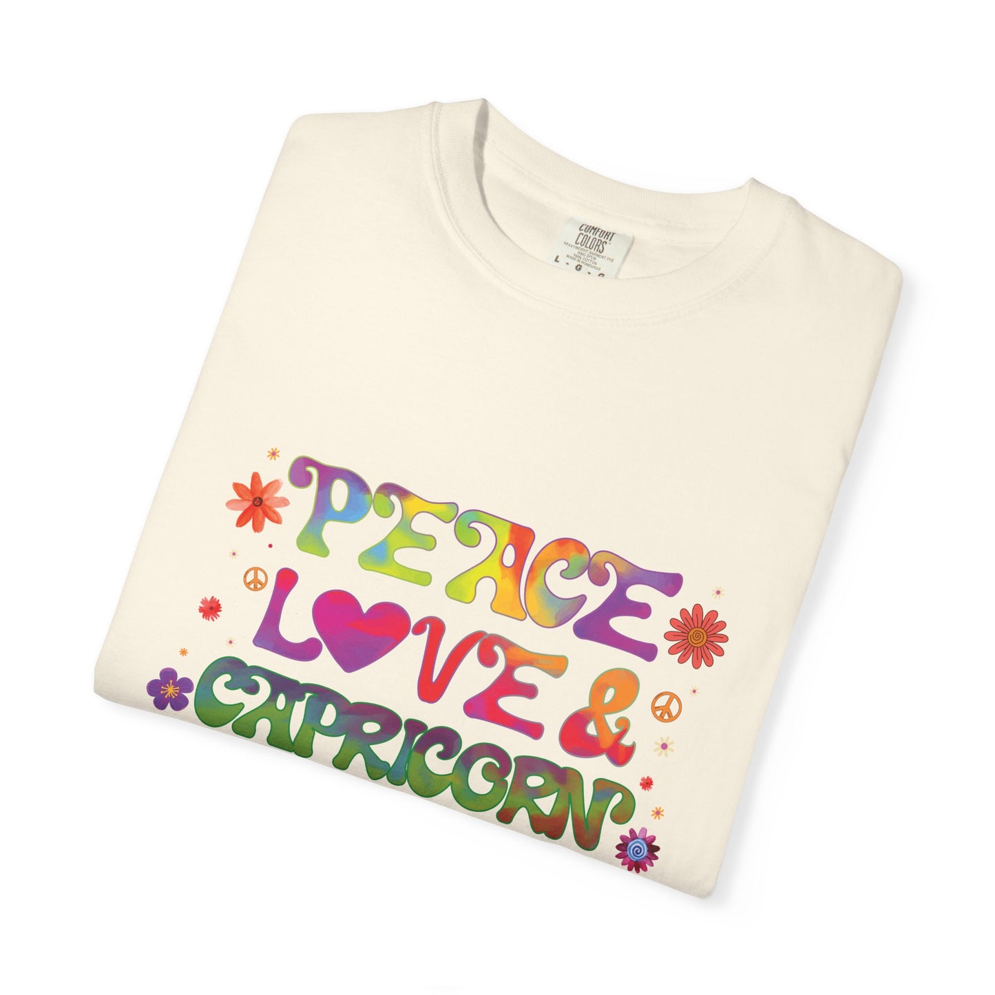 Peace Love & Capricorn β Groovy Hippie Zodiac Tee