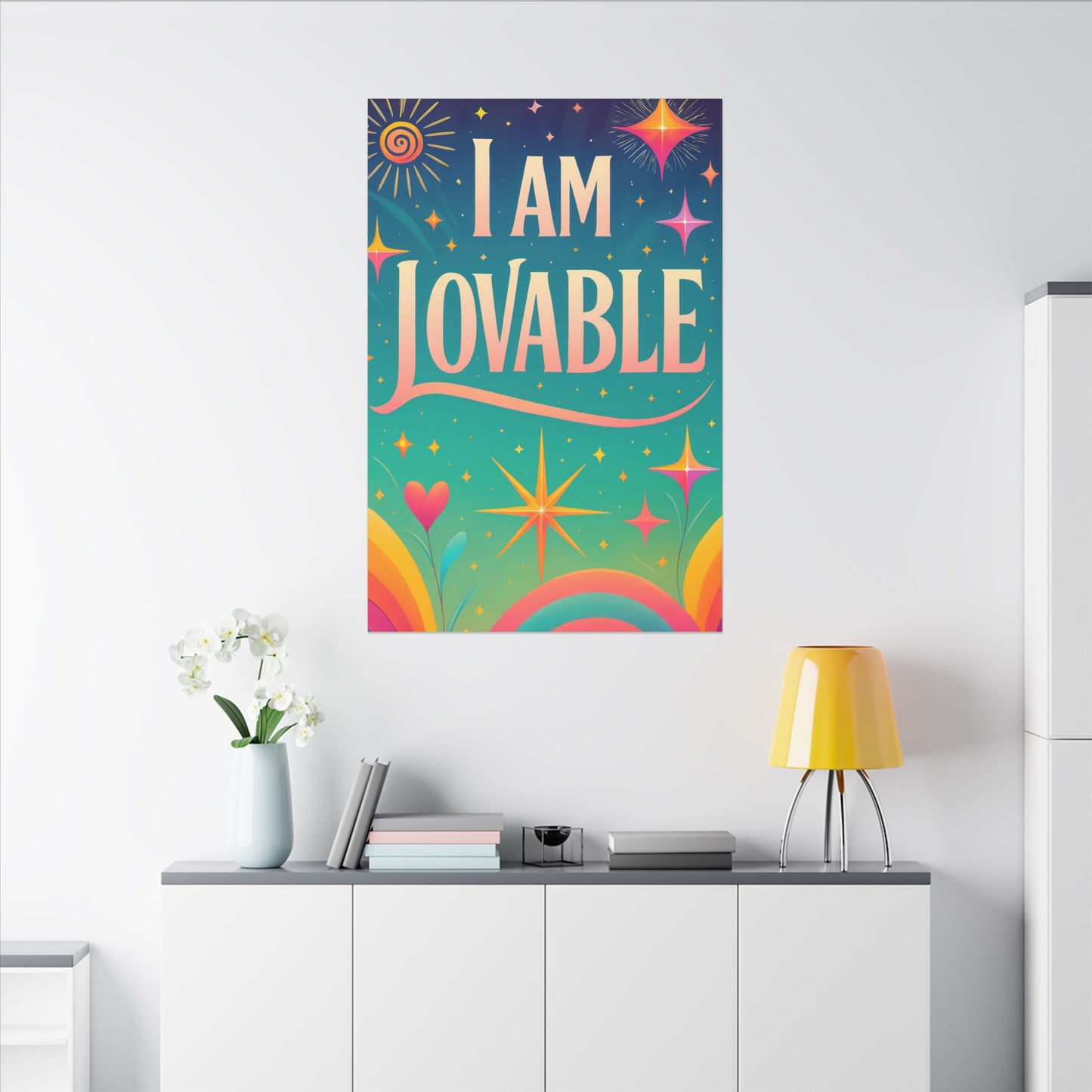I AM LOVABLE - Colorful Affirmation Wall Art