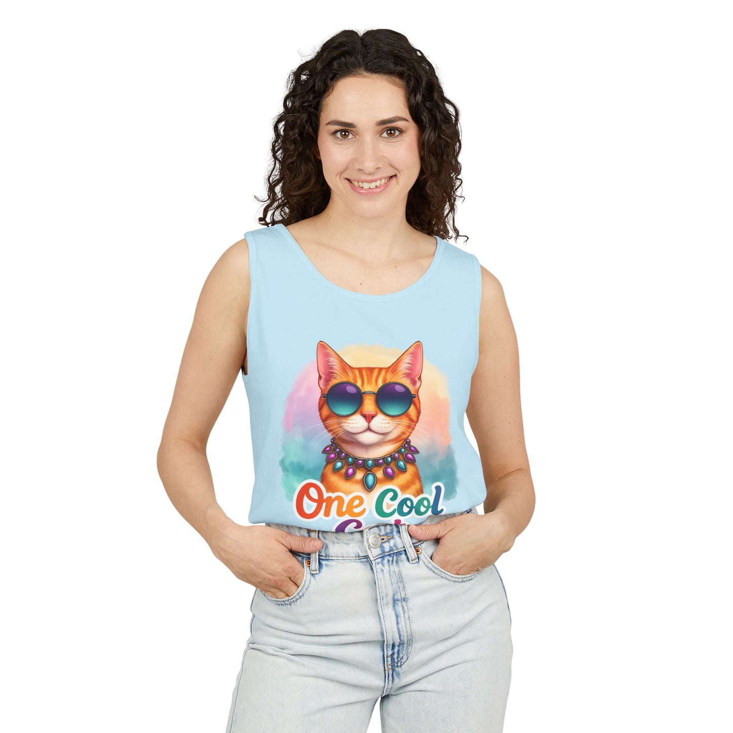 One Cool Cat – Colorful Retro Sassy Cat Tank (Unisex)