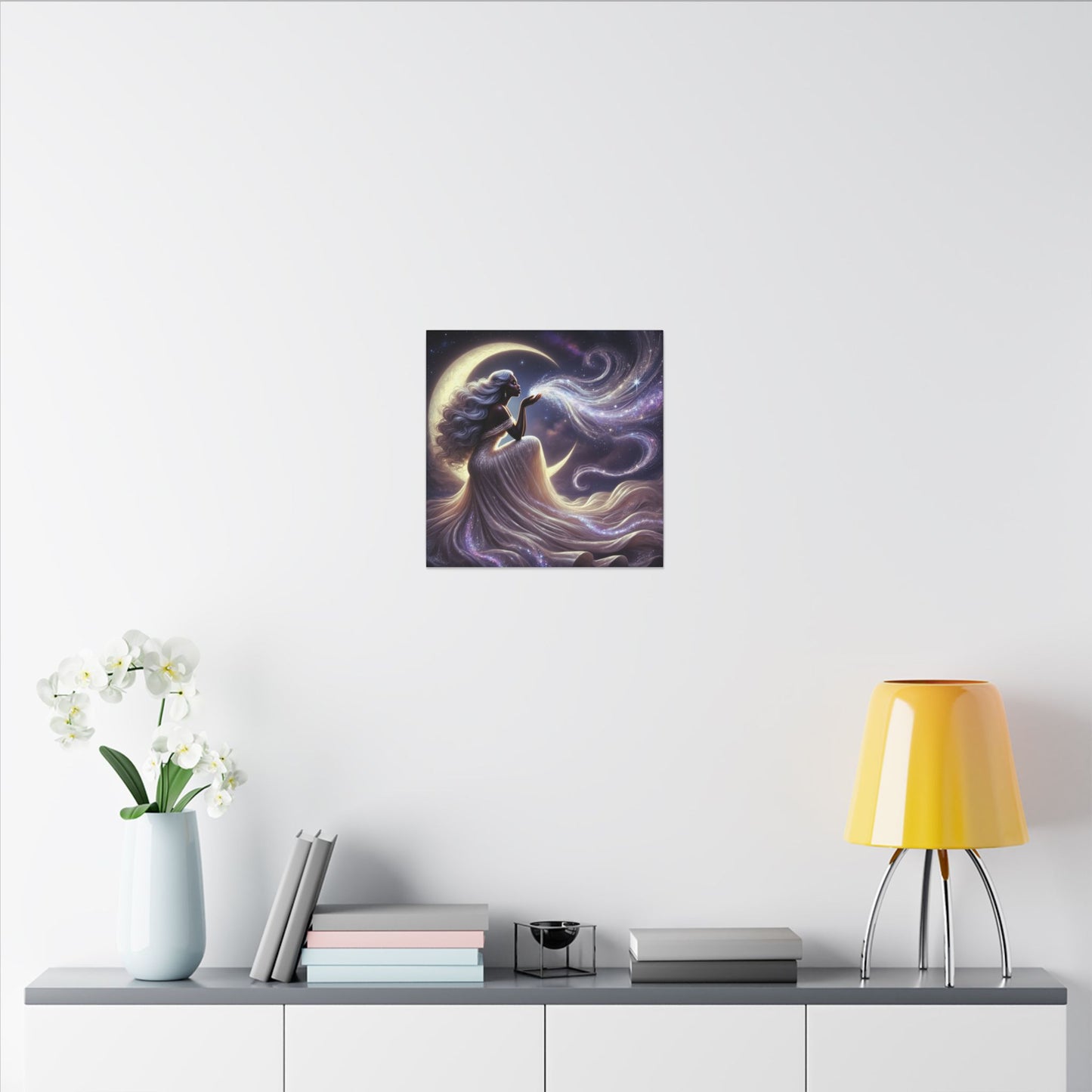 Stardust Wishes – Enchanted Moon Goddess Wall Art (Art Nouveau Inspired)