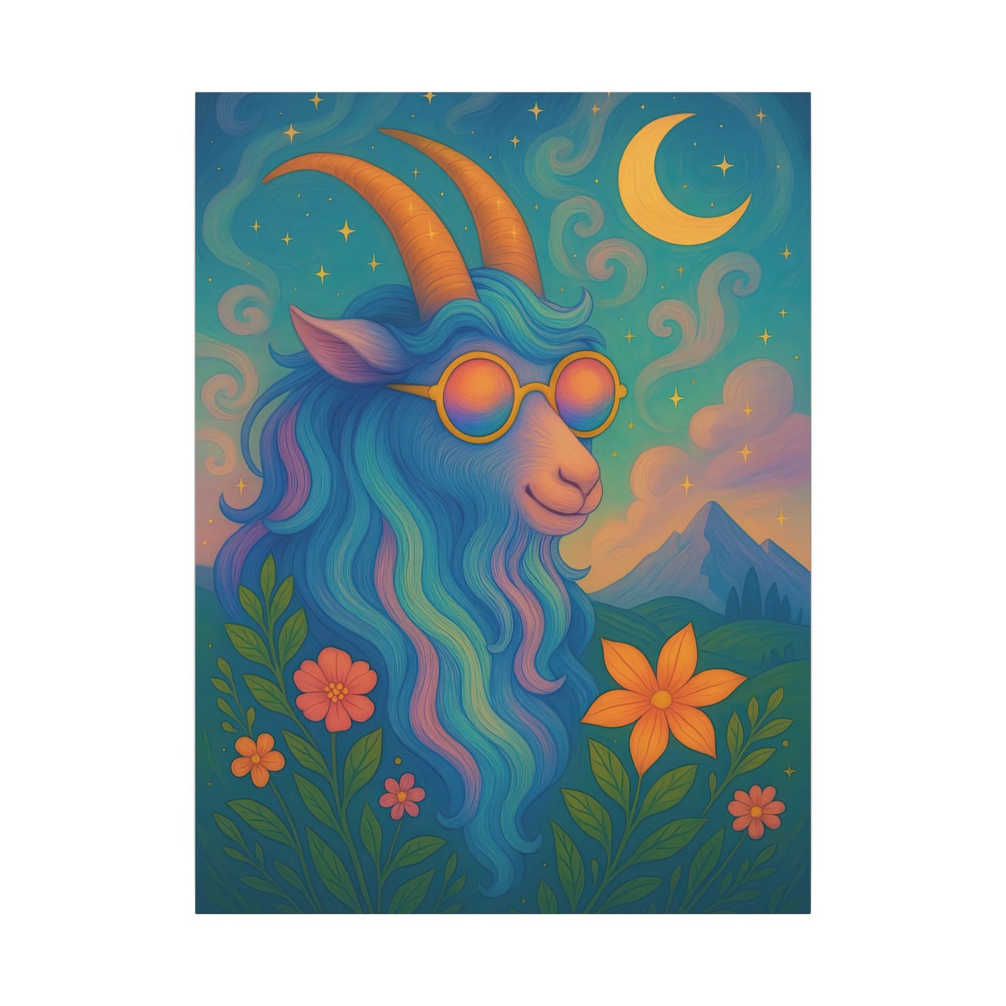 Capricorn Dreams – Radiant Retro Goat Wall Art