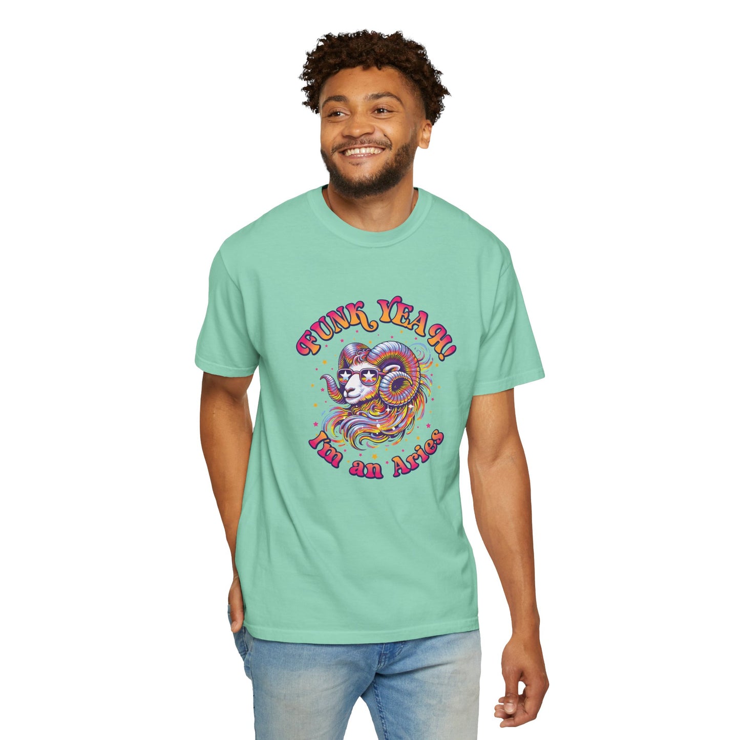 FUNK YEAH!! I’m an Aries Tee – Retro Multicolor Zodiac Shirt, Groovy Fun Style
