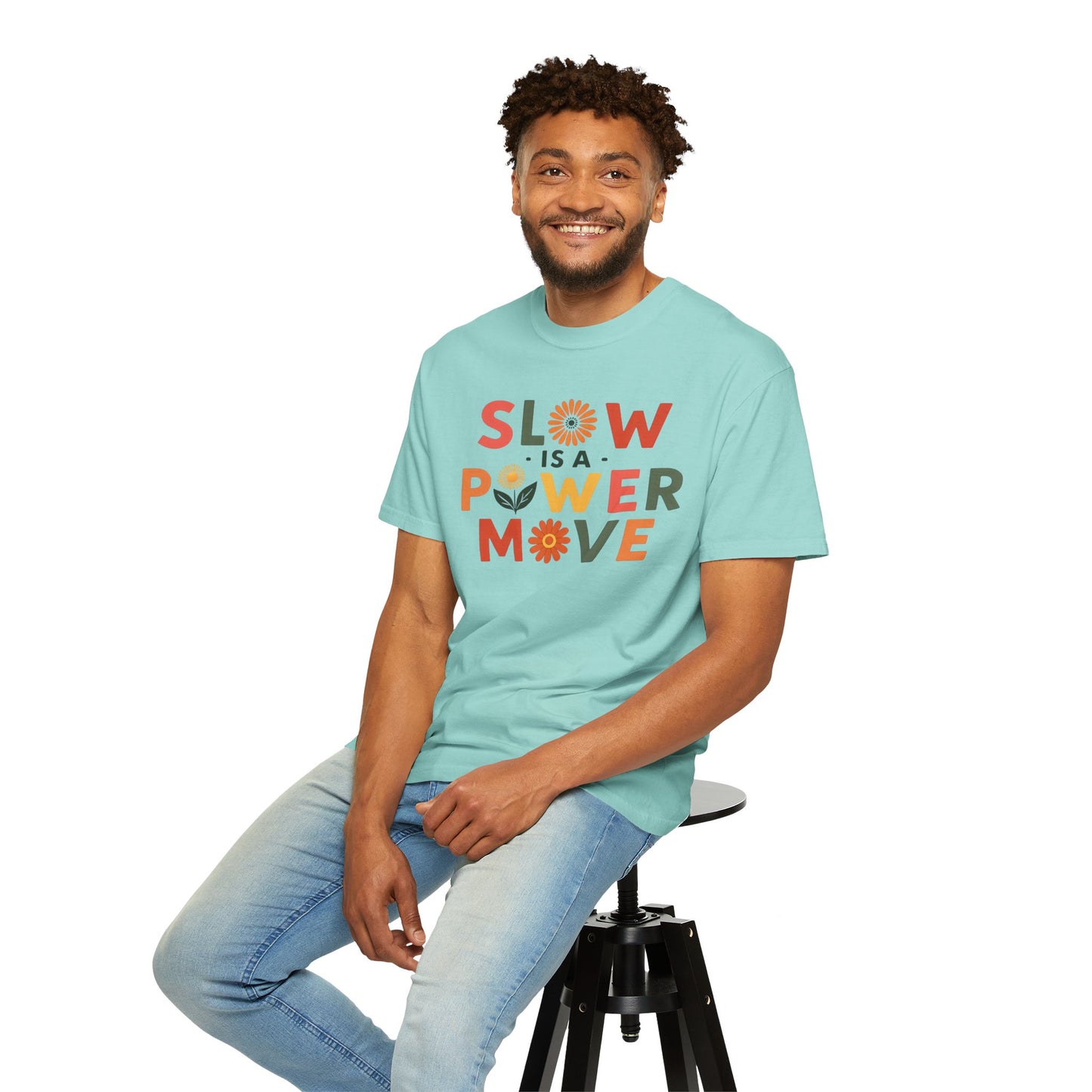 Slow is a Power Move Taurus T-Shirt | Relaxed Fit Garment-Dyed Tee | Eco-Friendly Zodiac Shirt | Astrology Gift for Earth Signs | Mindful Taurus Apparel
