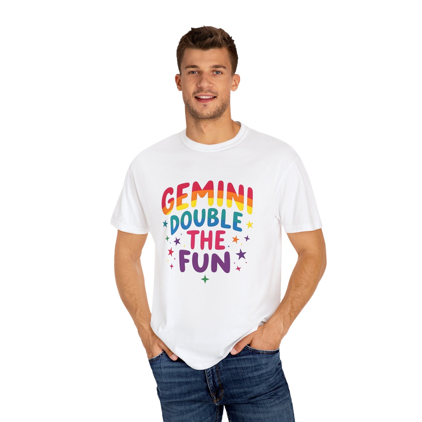 Gemini Double the Fun β Colorful Zodiac Shirt