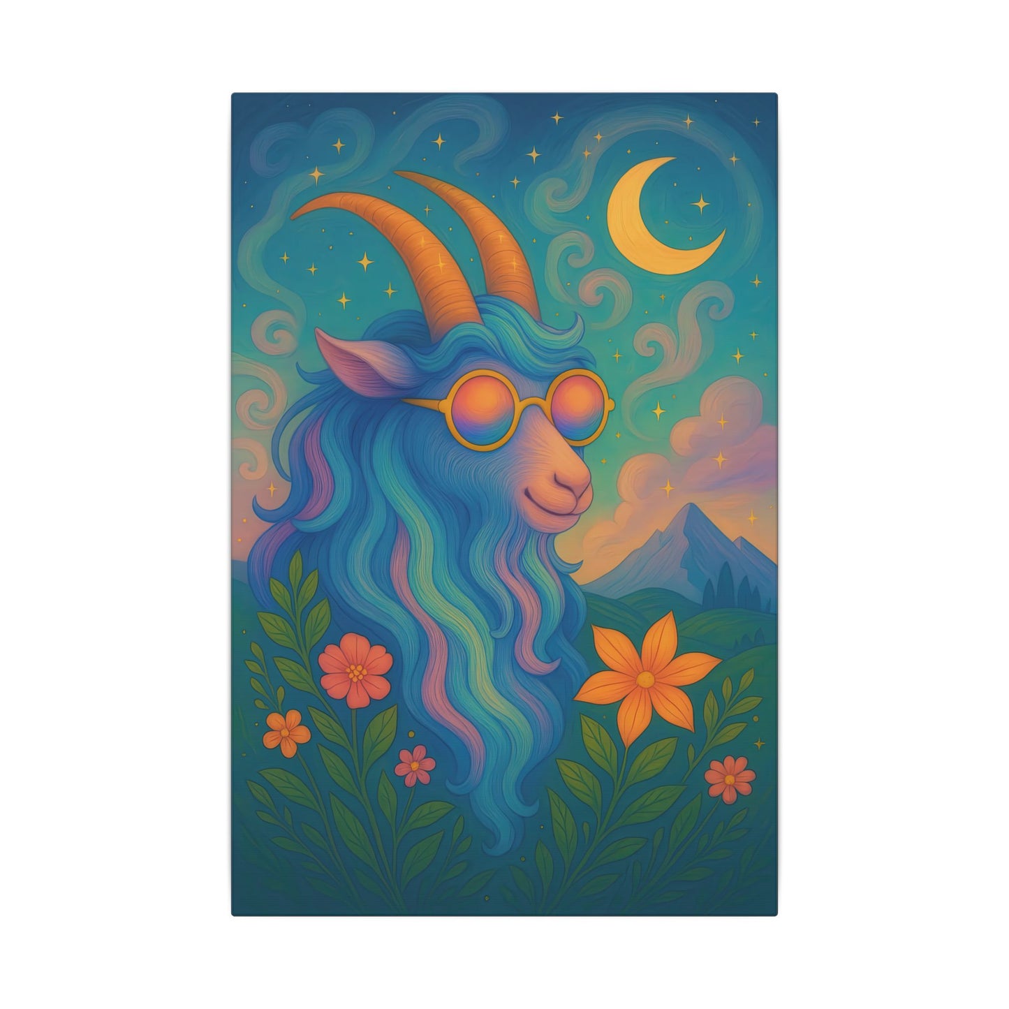 Capricorn Dreams – Radiant Retro Goat Wall Art