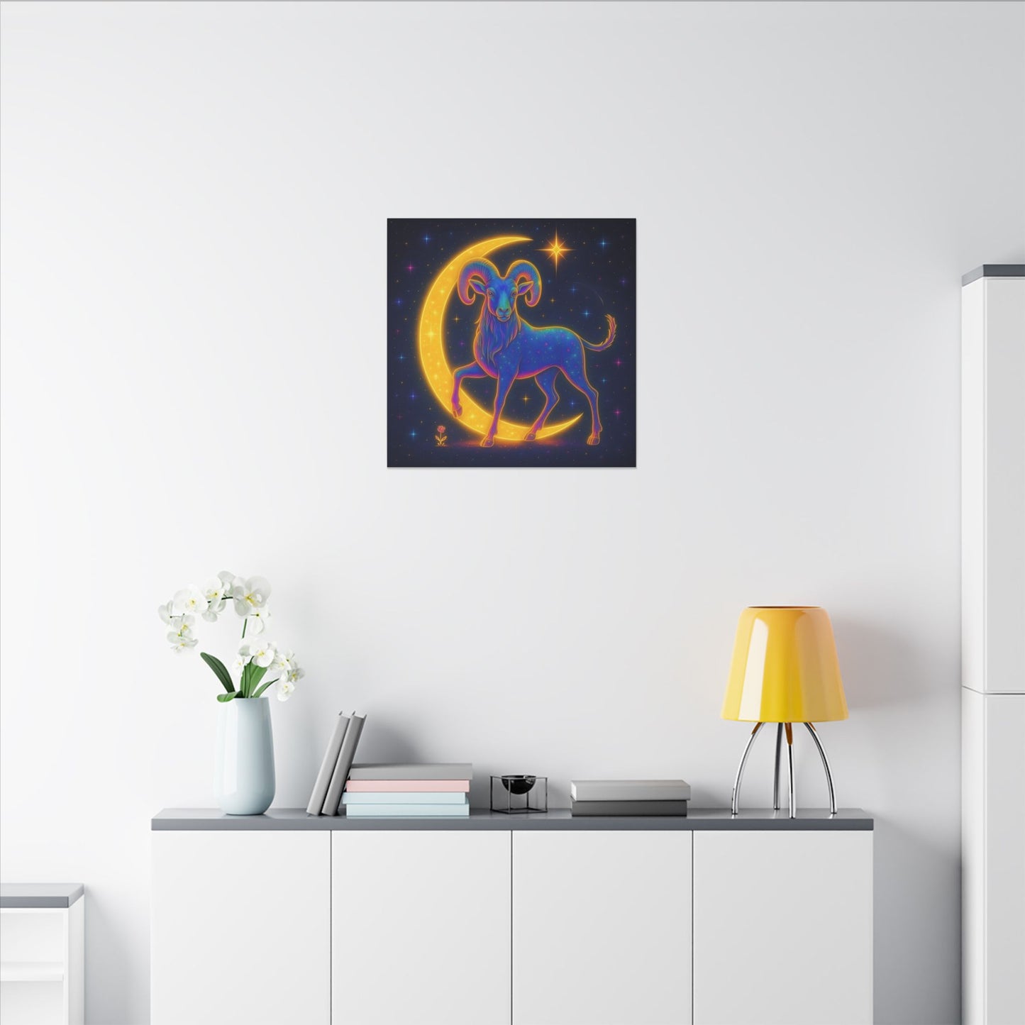 Electric Aries – Radiant Ram of the Moon (Wall Art)